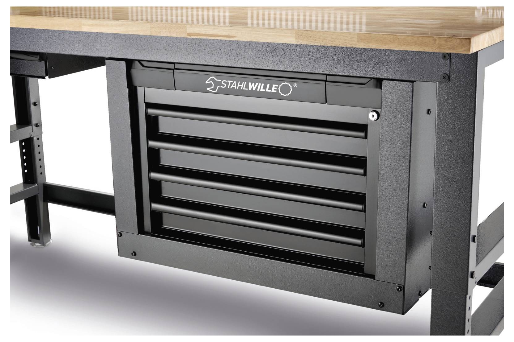 Stahlwille 85010630 Werkstatt Höhenverstellbare Werkbank mit gelochter Rückwand + Schublade (B x T) 2000mm x 725mm