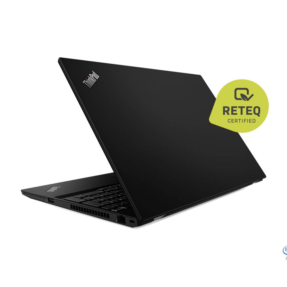 Ein schwarzer Laptop mit teilweise geöffnetem Deckel, auf dessen Bildschirm ein 'LETEQ' Logo zu sehen ist. Der Laptop ist vor einem weißen Hintergrund platziert.