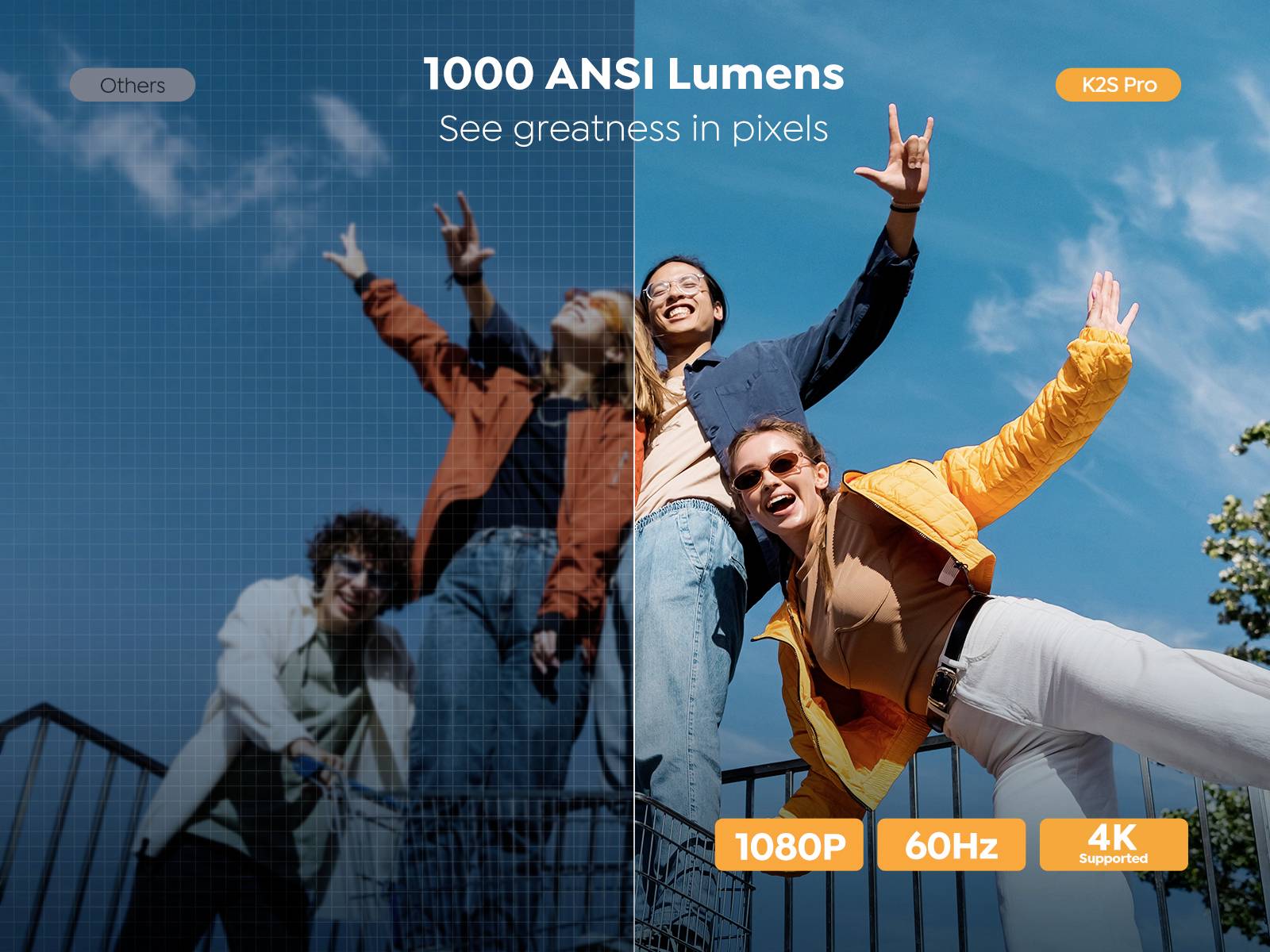 Yaber Beamer K2S Pro LCD 800 ANSI-Lumen 1920 x 1080 Full HD Smart System, integrierte Apps, Smart-TV-Dongle, Full HD, JBL