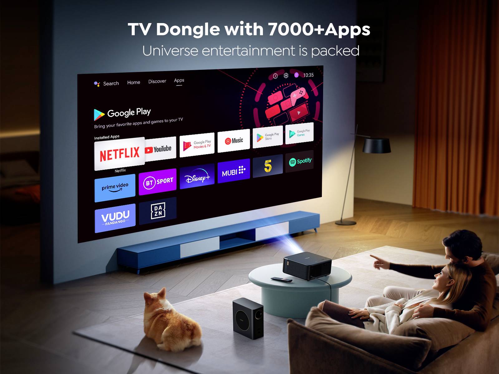 Yaber Beamer K2S Pro LCD 800 ANSI-Lumen 1920 x 1080 Full HD Smart System, integrierte Apps, Smart-TV-Dongle, Full HD, JBL