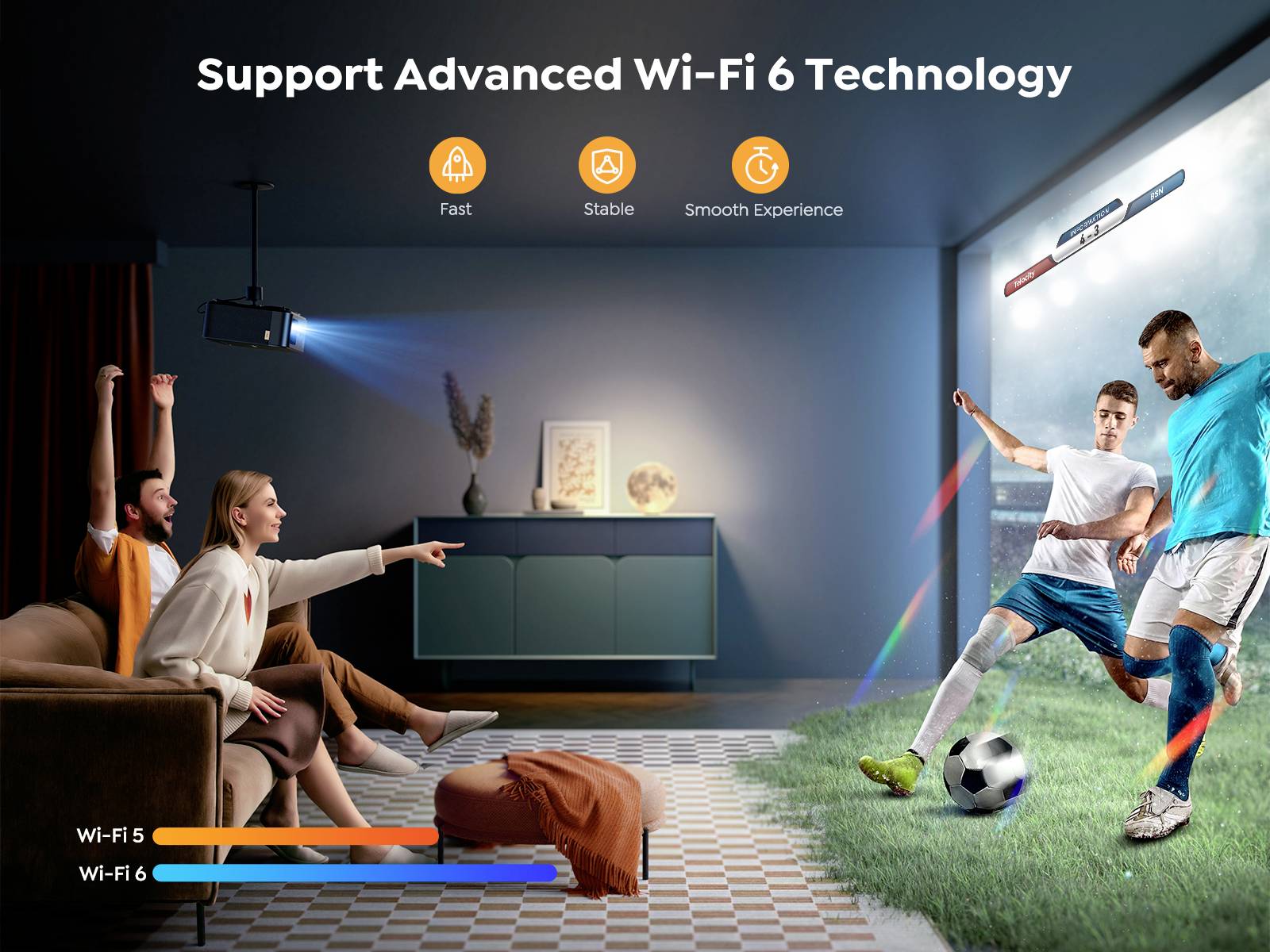 Yaber Beamer K2S Pro LCD 800 ANSI-Lumen 1920 x 1080 Full HD Smart System, integrierte Apps, Smart-TV-Dongle, Full HD, JBL