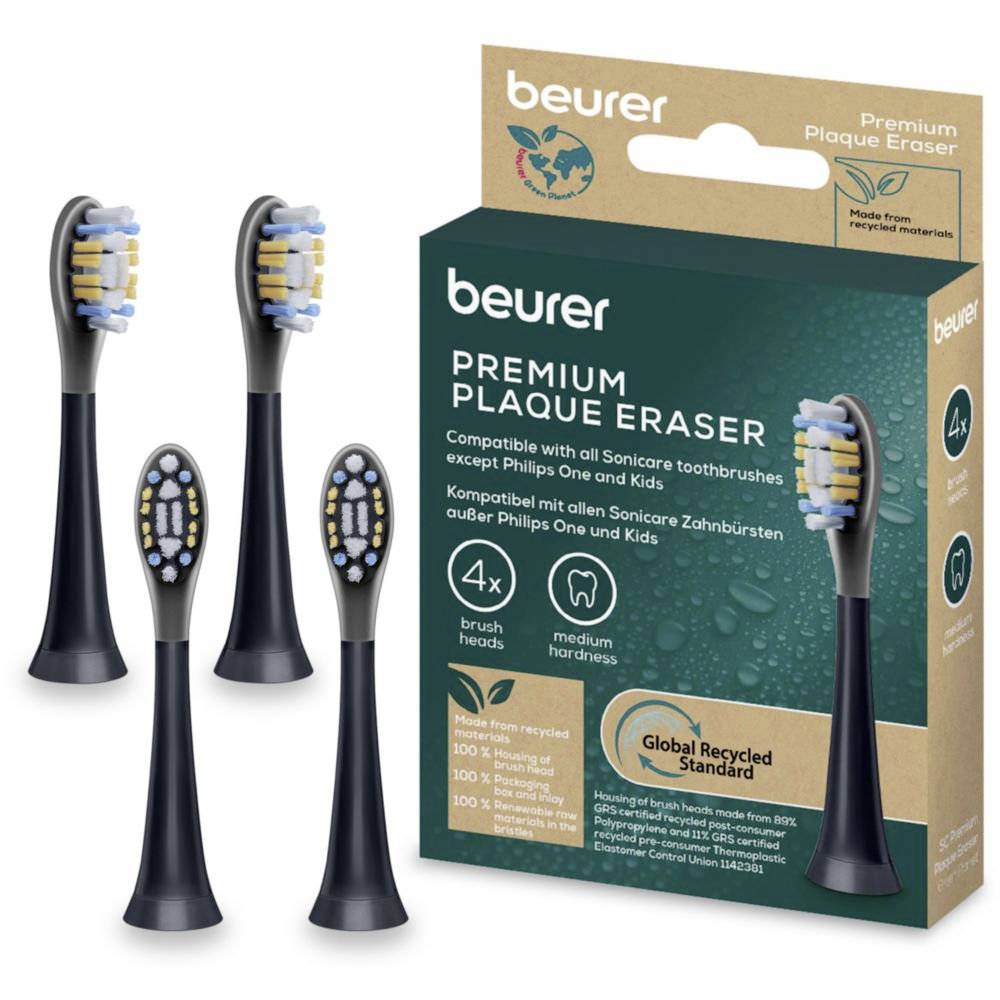 Beurer Bürstenköpfe Premium Plaque Eraser 4 St. 10522 Ersatzbürsten Schwarz