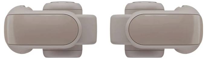 Zwei beige Massagerollen horizontal ausgerichtet, von oben betrachtet, die ihre ovalen Formen und glatte Oberfläche zeigen.