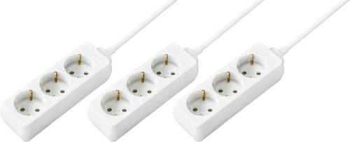 Sygonix 3xSY-4890976 Steckdosenleiste 3fach Weiß Schutzkontakt 1 Set