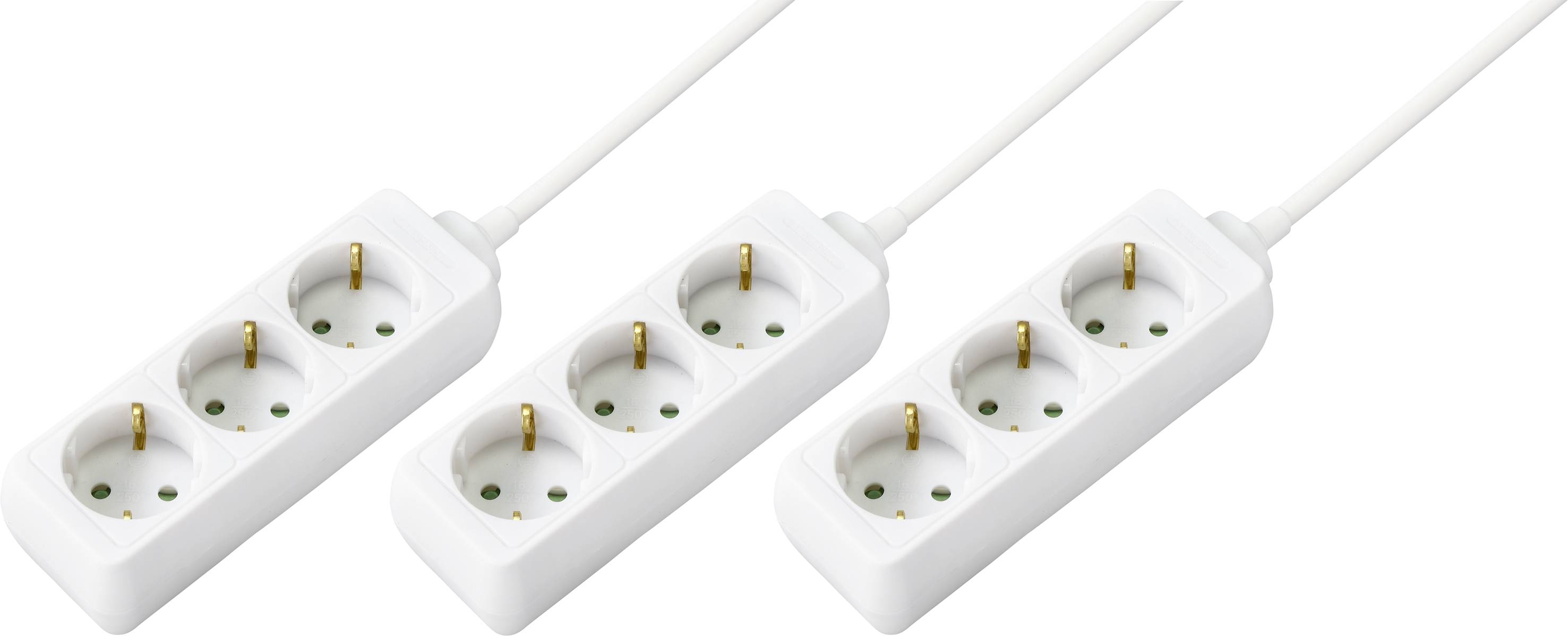 Sygonix 3xSY-4890976 Steckdosenleiste 3fach Weiß Schutzkontakt 1 Set