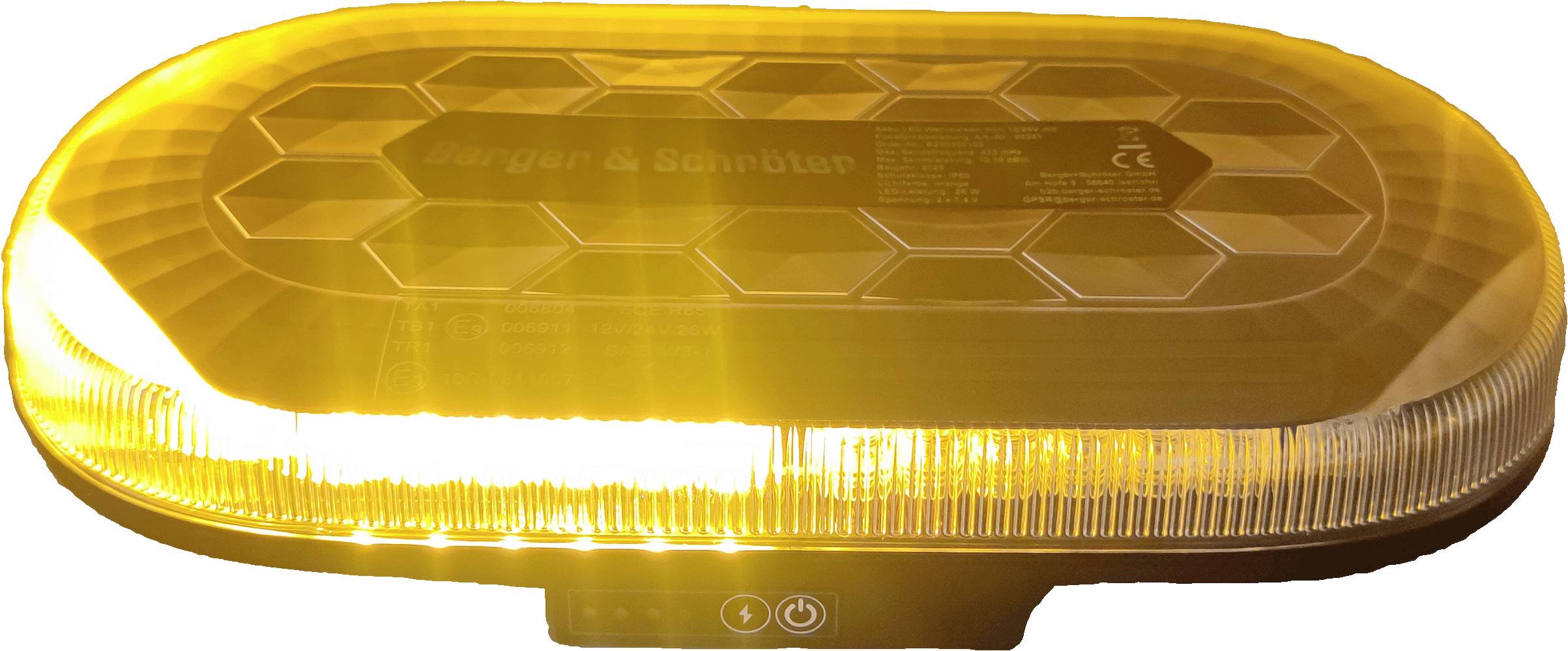 Berger & Schröter Warnbalken Akku LED Mini SM865DR 12 V, 24V über USB Magnetfuß Orange