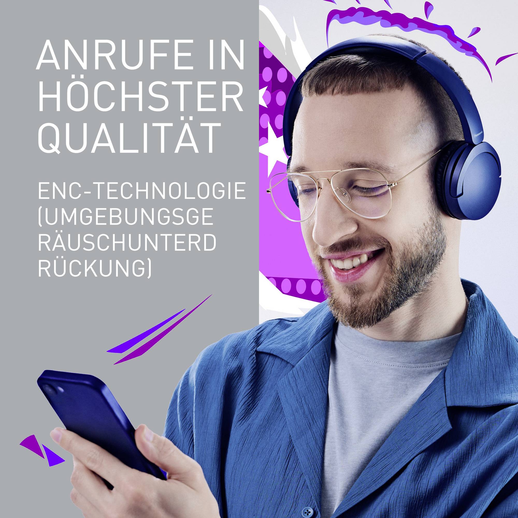 Panasonic On Ear Kopfhörer Bluetooth® Blau