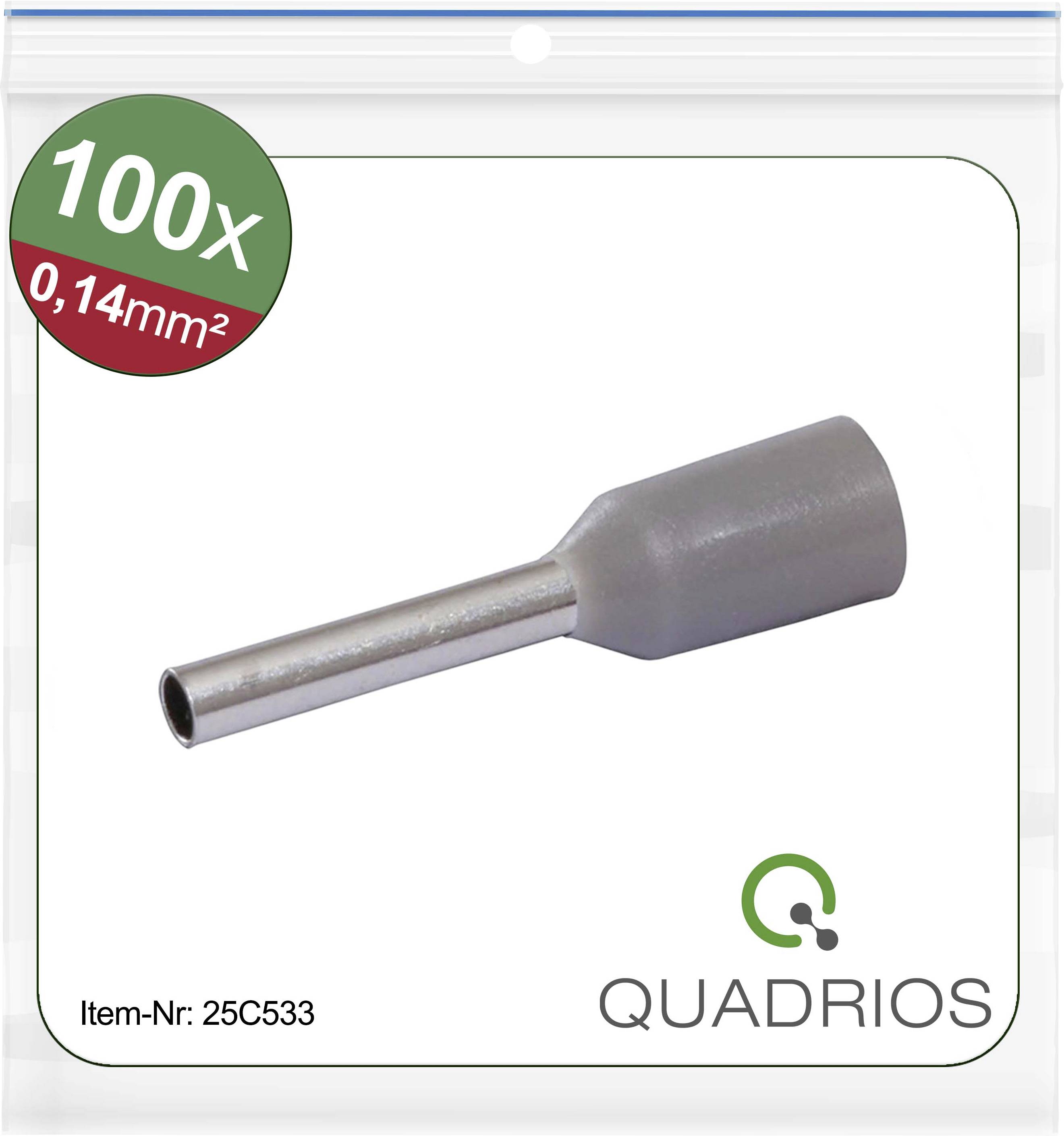 Quadrios 25C533 Aderendhülse 0.14mm² Teilisoliert Grau 100St.