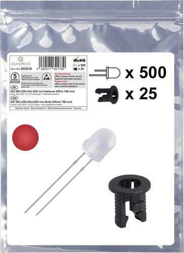 Quadrios 25O218 LED-Sortiment Rot Rund 5 mm 700 mcd 20 mA 2.0 V