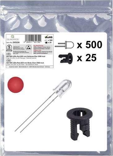 Quadrios 25O224 LED-Sortiment Rot Rund 5 mm 2500 mcd 20 mA 2.0 V