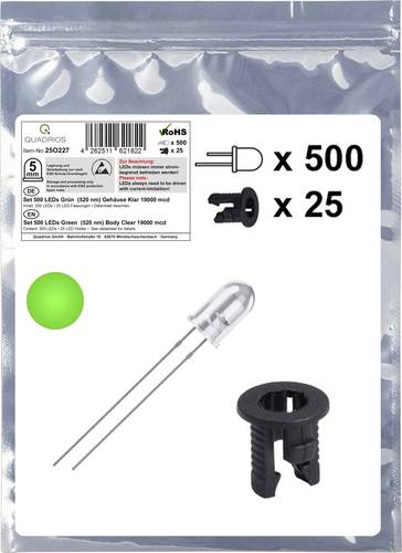 Quadrios 25O227 LED-Sortiment Grün Rund 5 mm 19000 mcd 20 mA 3.0 V