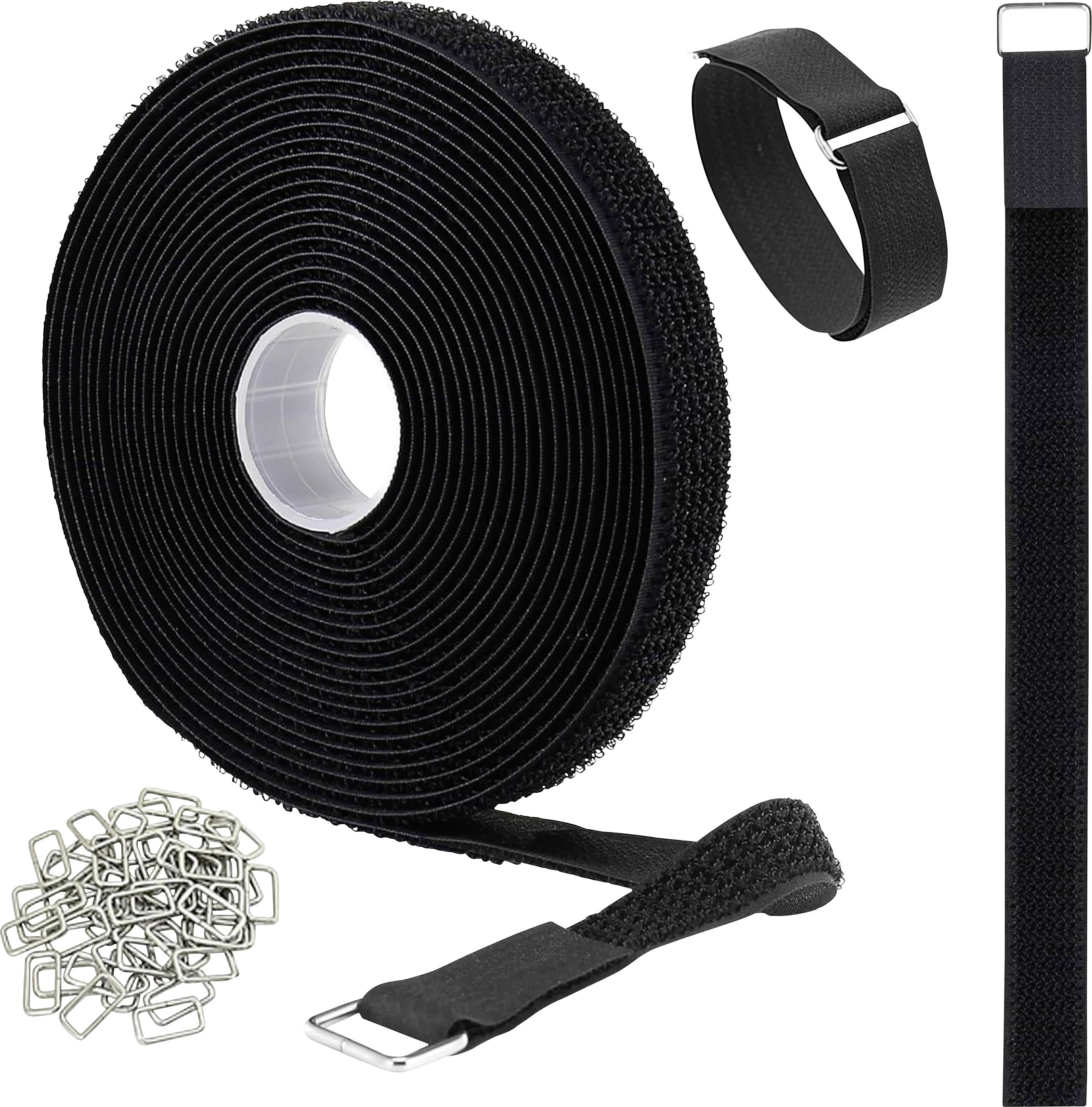 Quadrios 25CA576 Klettband zum Bündeln Haft- und Flauschteil (L x B) 10m x 20mm Schwarz 10m