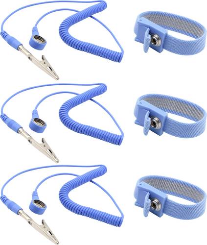 Quadrios ESD-Handgelenkband Blau Druckknopf 10 mm