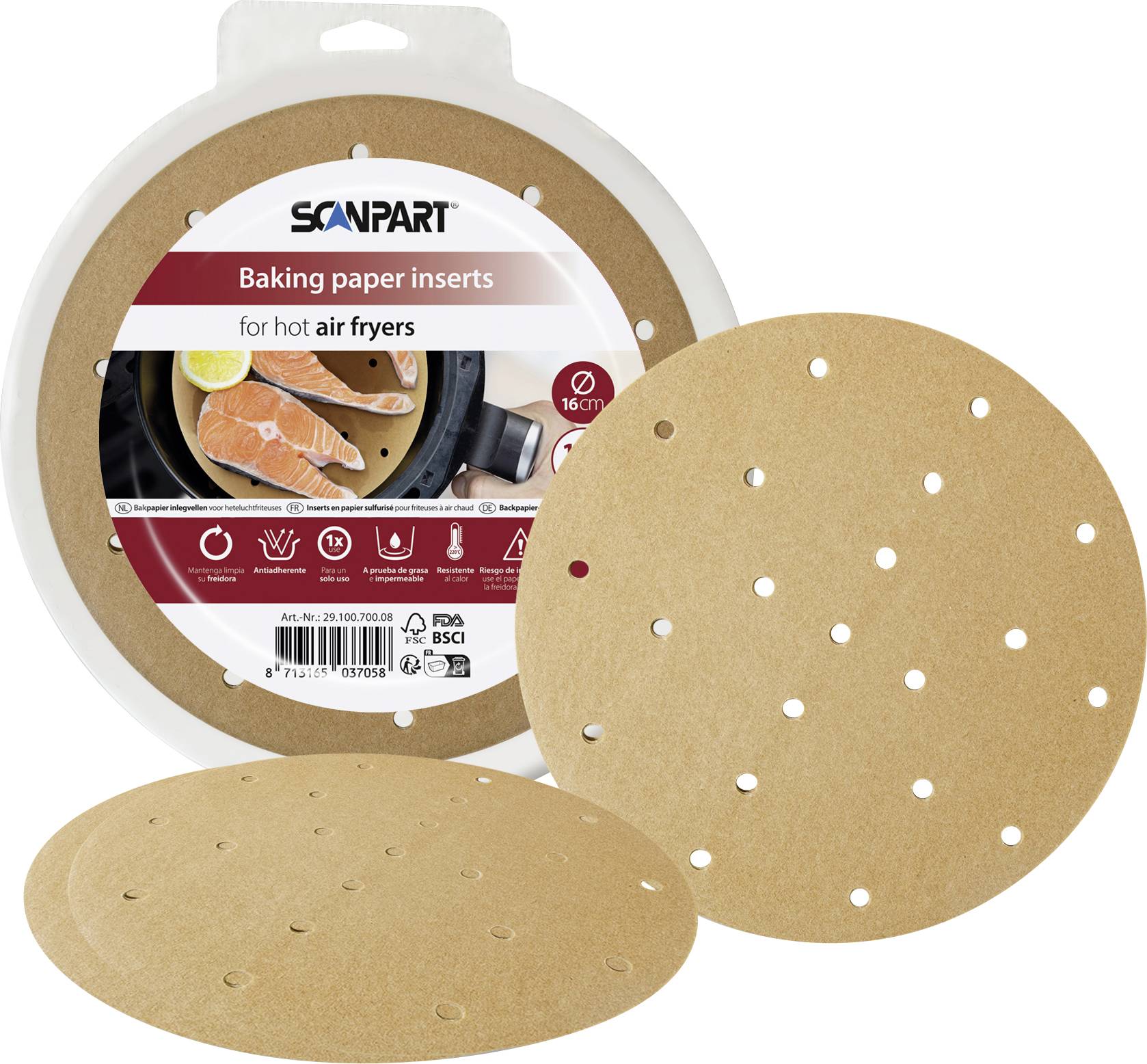ScanPart 2910070008 Heißluftfritteusenpapier perf. Ø 16cm
