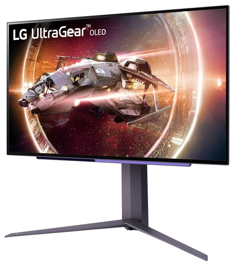 LG UltraGear OLED-Monitor zeigt ein Raumschiff aus einem Videospiel.