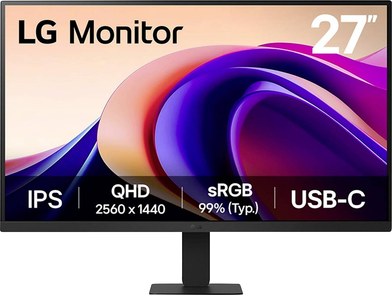 LG Monitor, 27 Zoll, QHD 2560x1440, IPS-Display, sRGB 99% Abdeckung, USB-C-Konnektivität