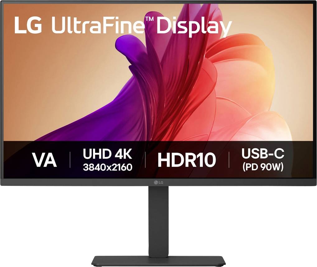 LG UltraFine Display Monitor mit VA-Panel, UHD 4K-Auflösung, HDR10, USB-C-Anschluss und Stromversorgungsfunktion.