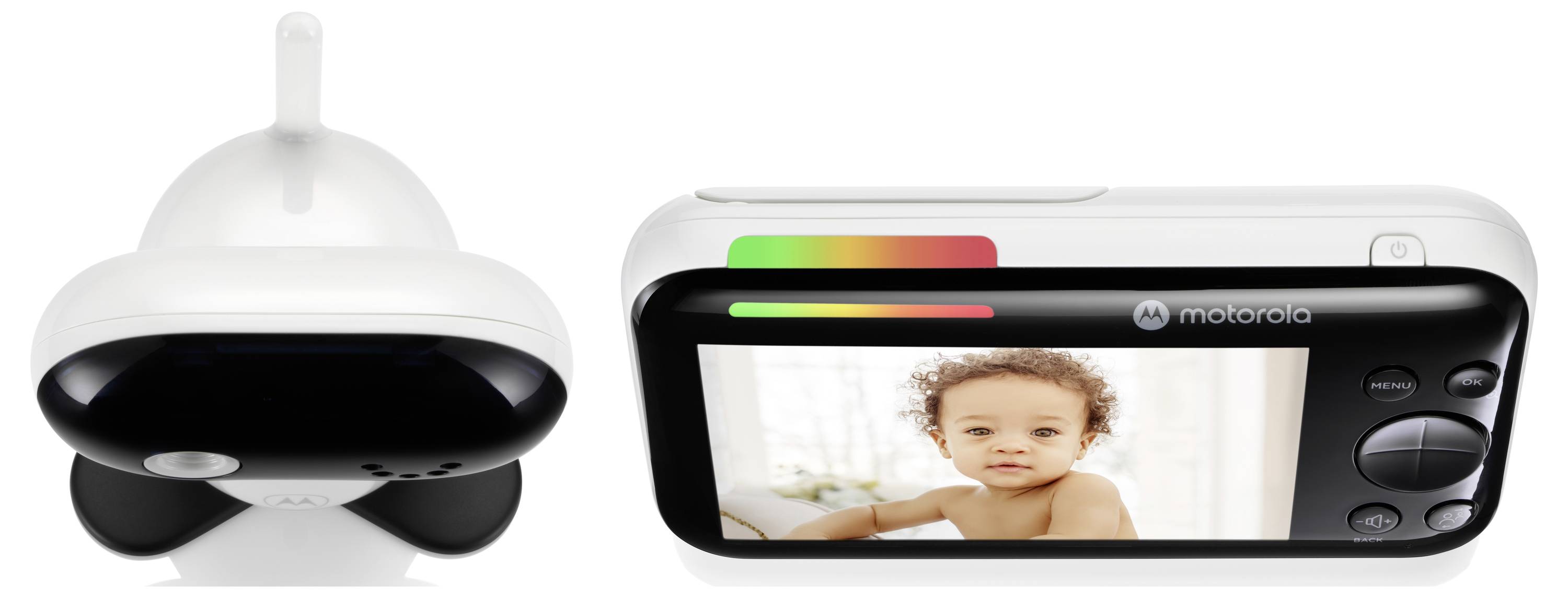 Ein Babyphone mit Kamera, das einen Videobild des Babys auf dem Bildschirm zeigt.