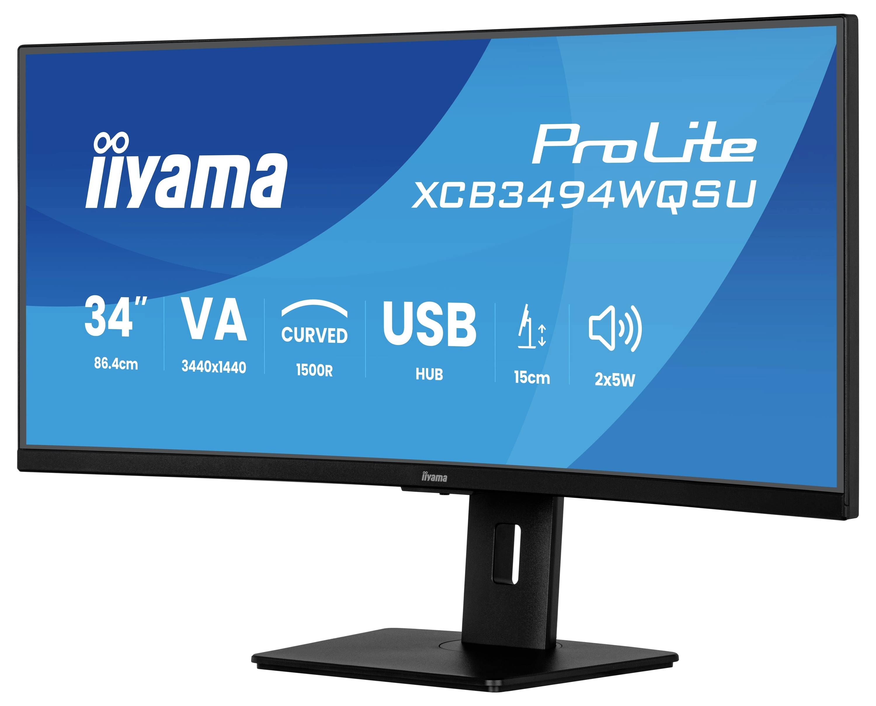 Iiyama ProLite XCB3494WQSU-B1 LED-Monitor EEK F (A - G) 86.4cm (34 Zoll) 21:9 0.4 ms VA LED