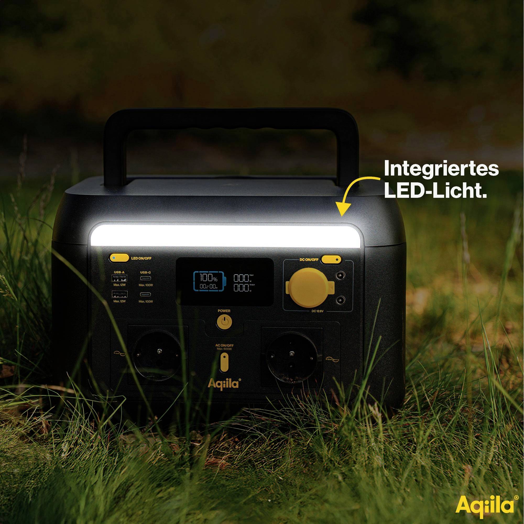 Aqiila S600V2 Powerstation 20Ah LiFePO 4 Schwarz, Gelb LED Taschenlampe