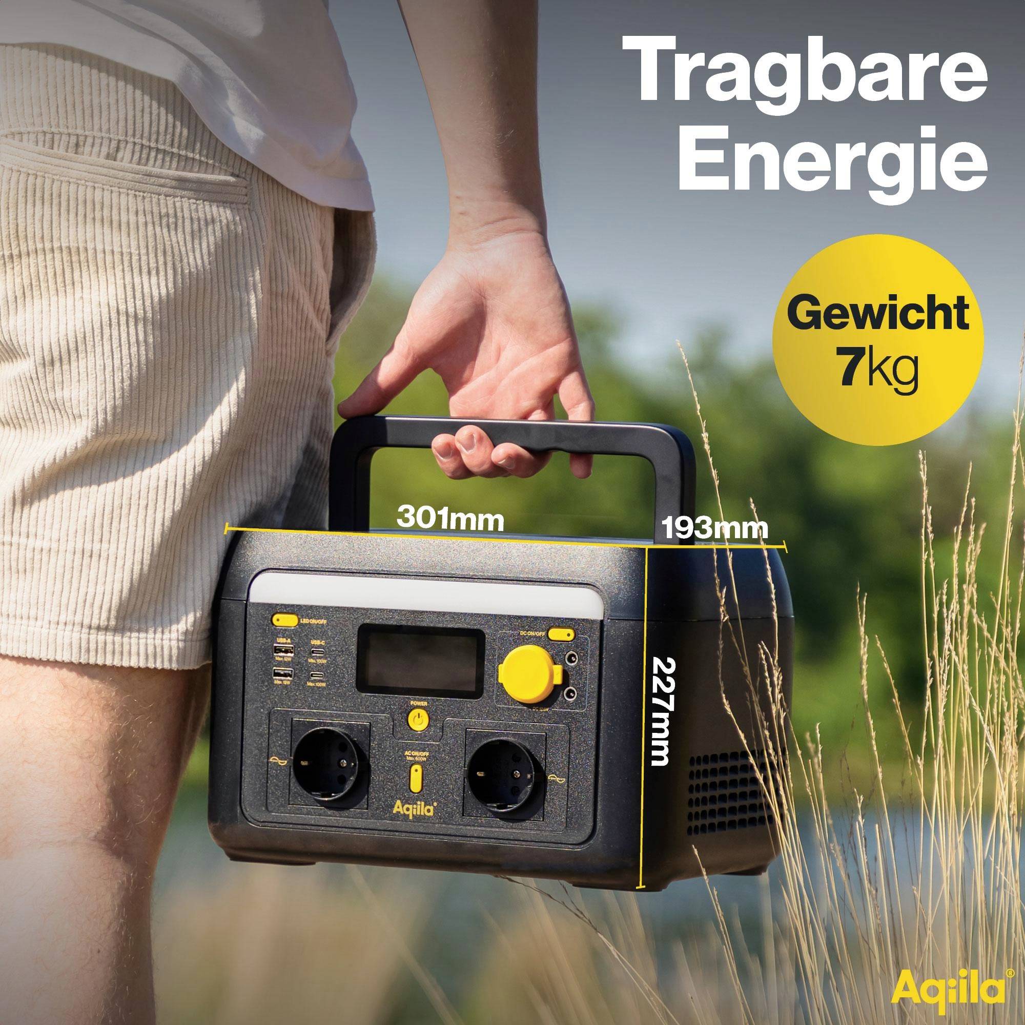 Aqiila S600V2 Powerstation 20Ah LiFePO 4 Schwarz, Gelb LED Taschenlampe