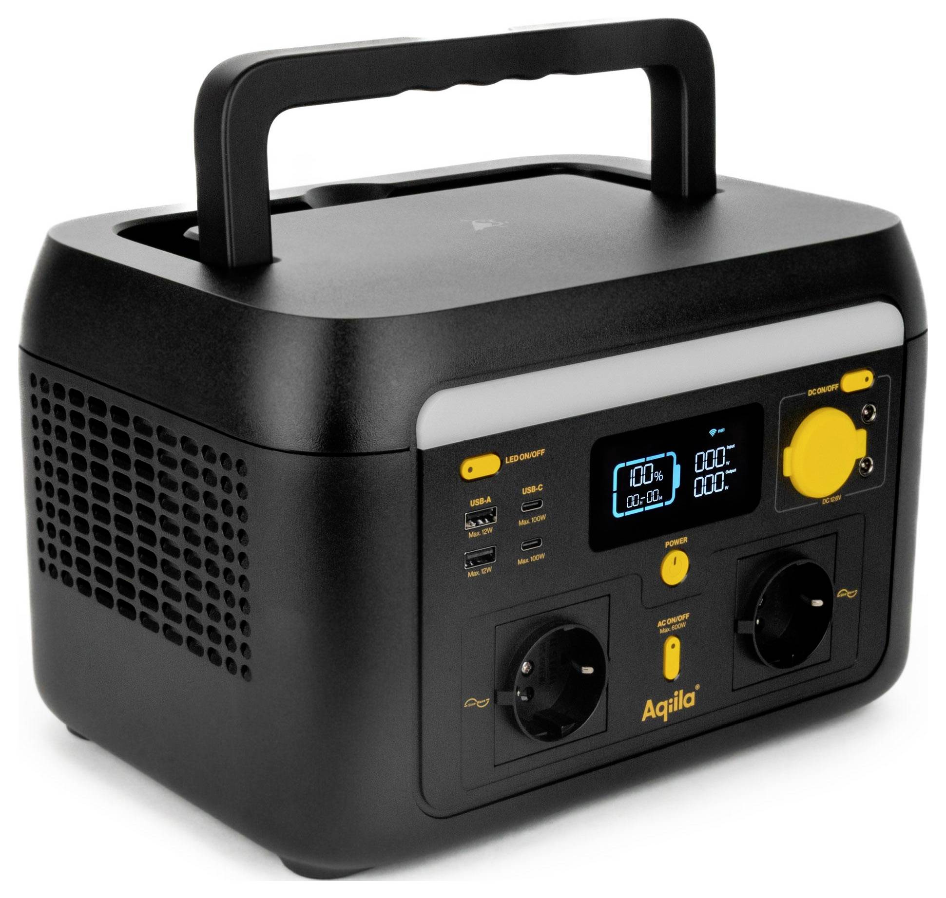 Aqiila S600V2 Powerstation 20Ah LiFePO 4 Schwarz, Gelb LED Taschenlampe