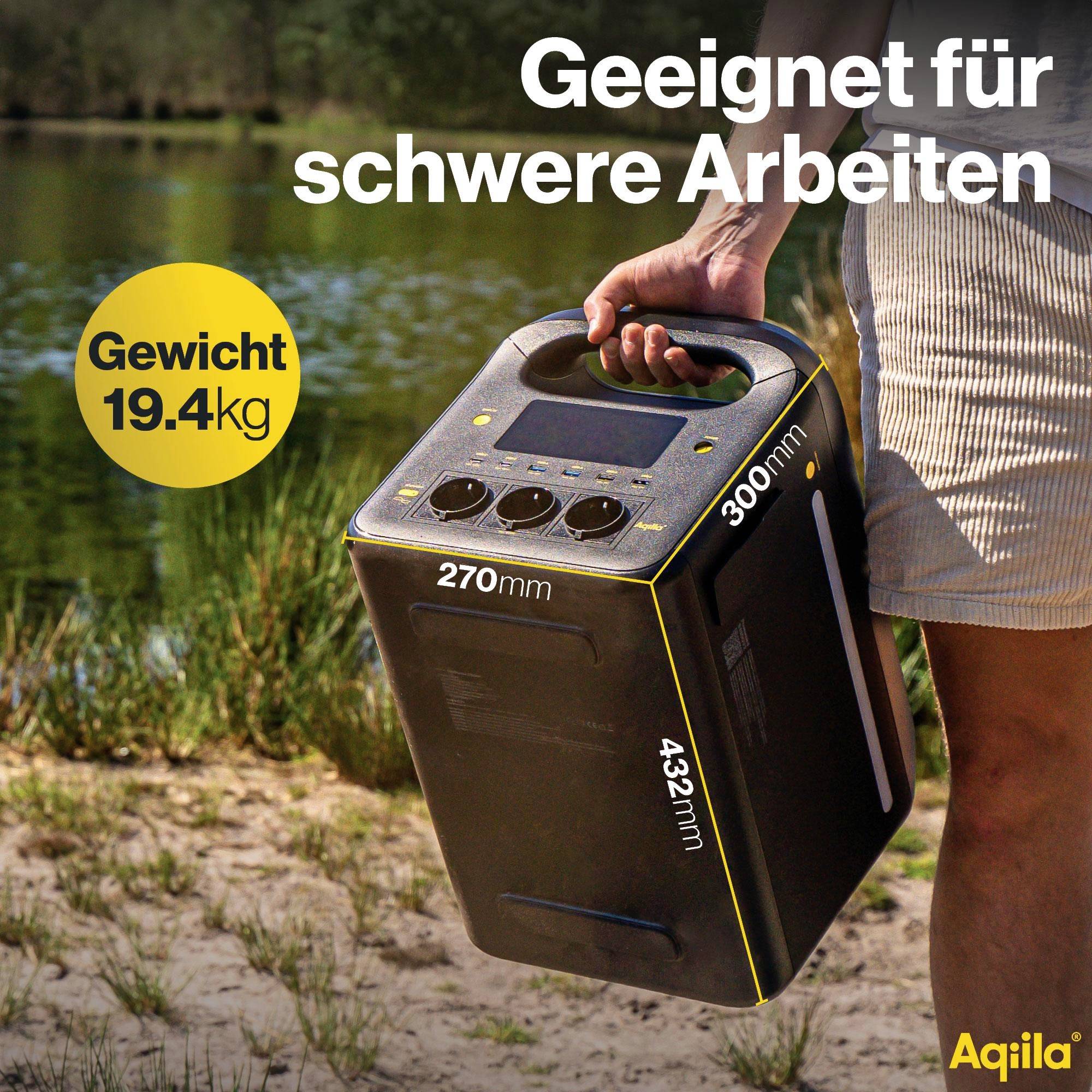 Aqiila S1800V2 Powerstation 24Ah LiFePO 4 Schwarz, Gelb Statusanzeige, LED Taschenlampe