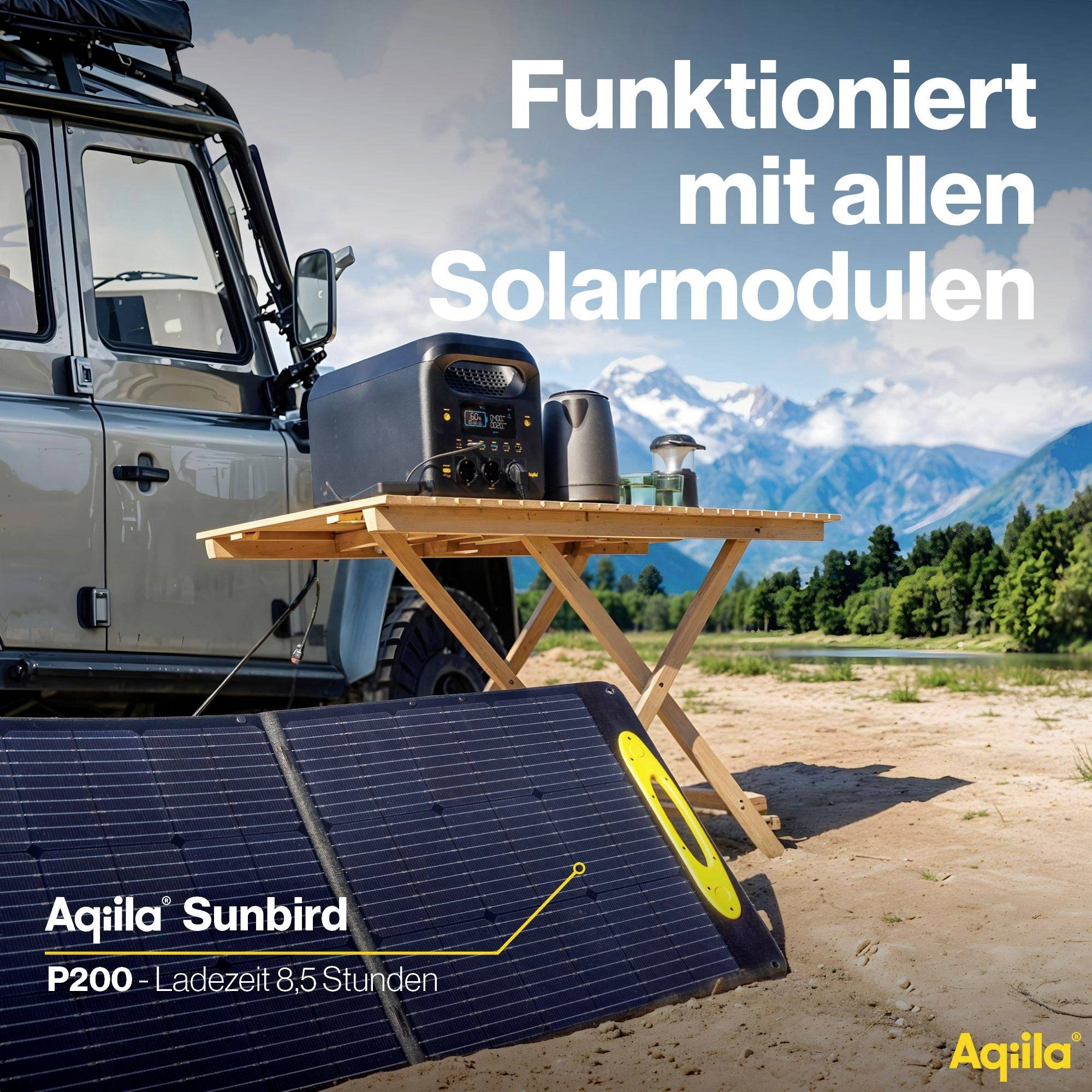 Aqiila S1800V2 Powerstation 24Ah LiFePO 4 Schwarz, Gelb Statusanzeige, LED Taschenlampe