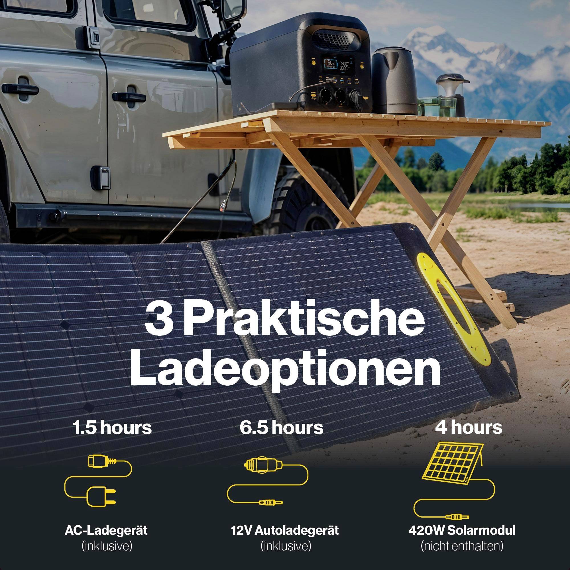 Aqiila S1800V2 Powerstation 24Ah LiFePO 4 Schwarz, Gelb Statusanzeige, LED Taschenlampe