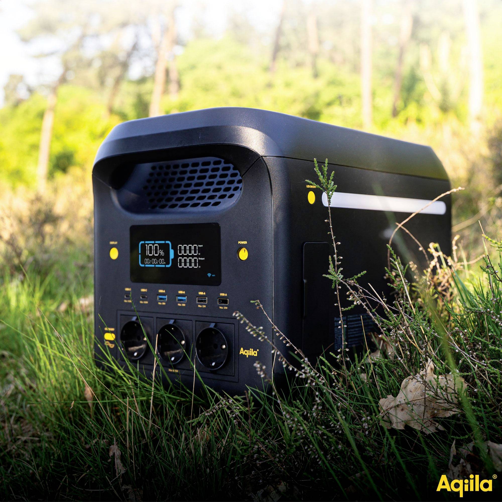 Aqiila S1800V2 Powerstation 24Ah LiFePO 4 Schwarz, Gelb Statusanzeige, LED Taschenlampe