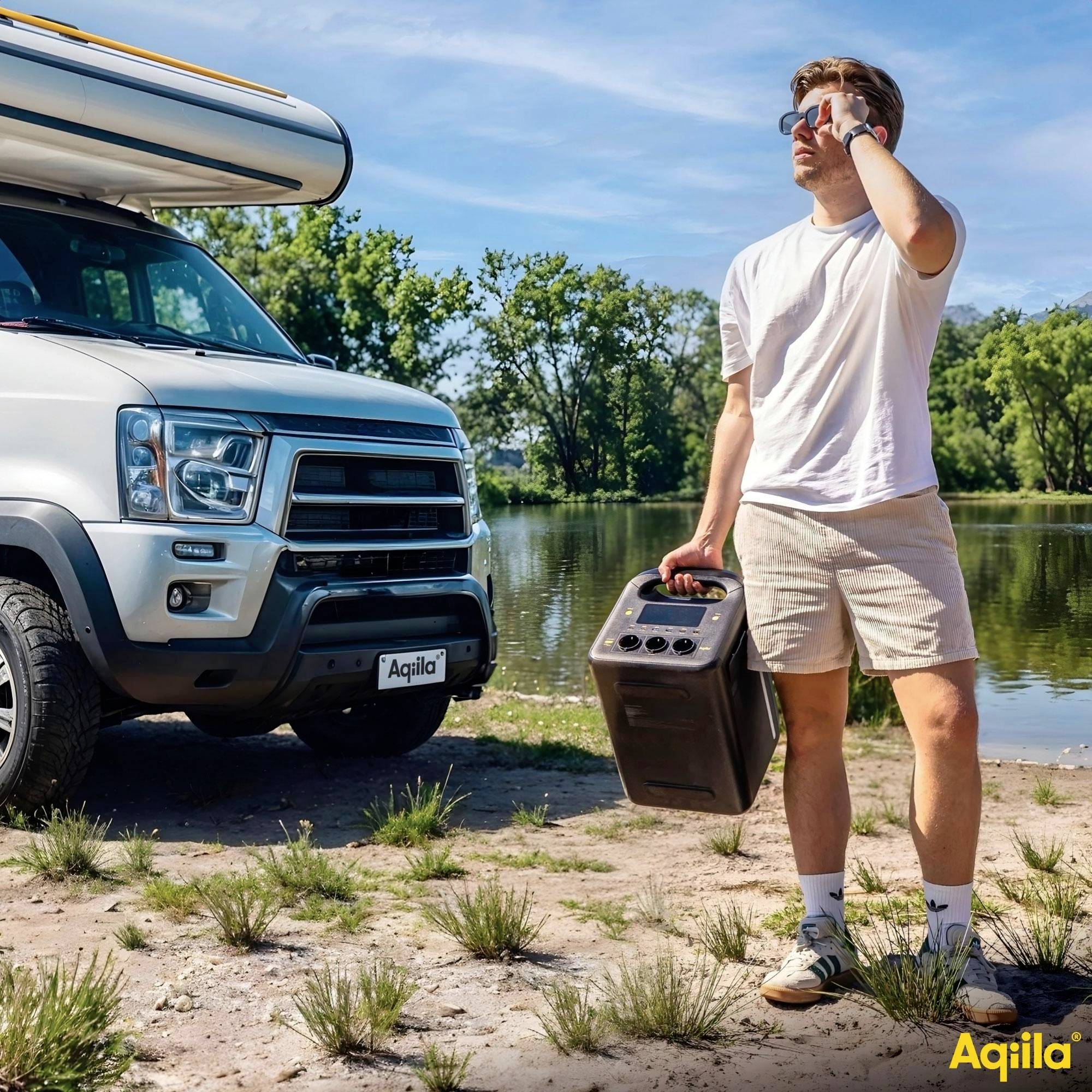 Aqiila S1800V2 Powerstation 24Ah LiFePO 4 Schwarz, Gelb Statusanzeige, LED Taschenlampe