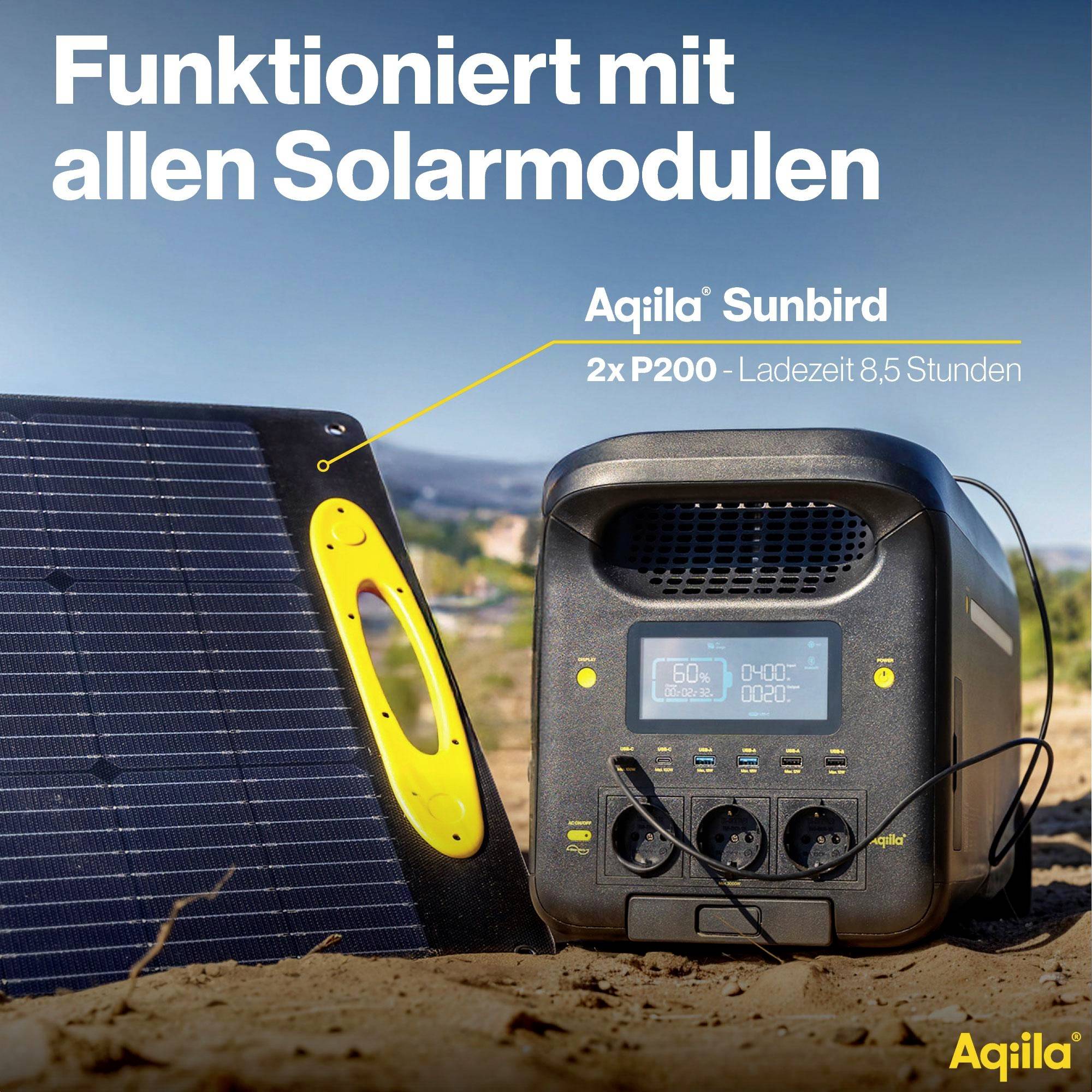 Aqiila S3000V2 Powerstation 50Ah LiFePO 4 Schwarz, Gelb LED Taschenlampe