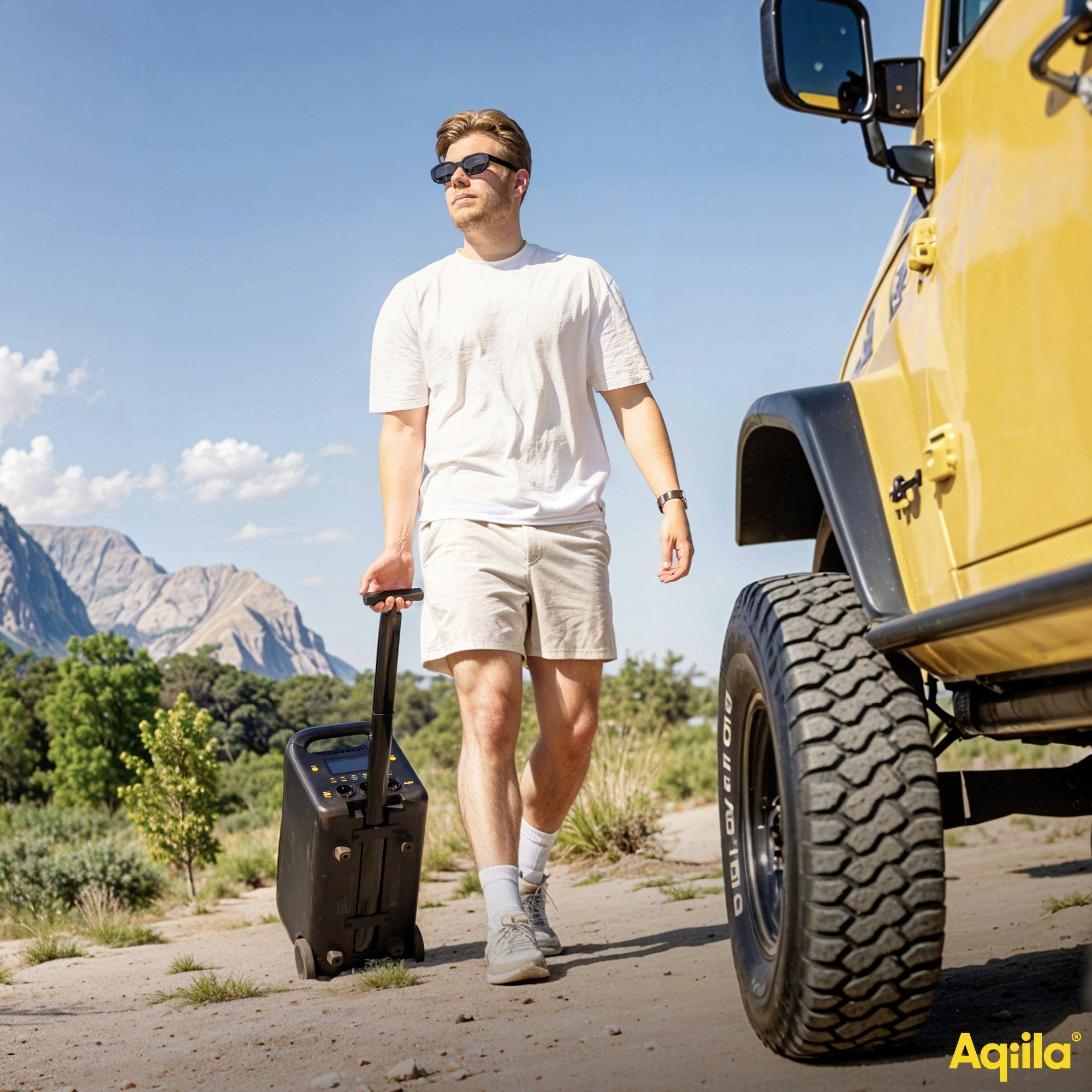 Aqiila S3000V2 Powerstation 50Ah LiFePO 4 Schwarz, Gelb LED Taschenlampe