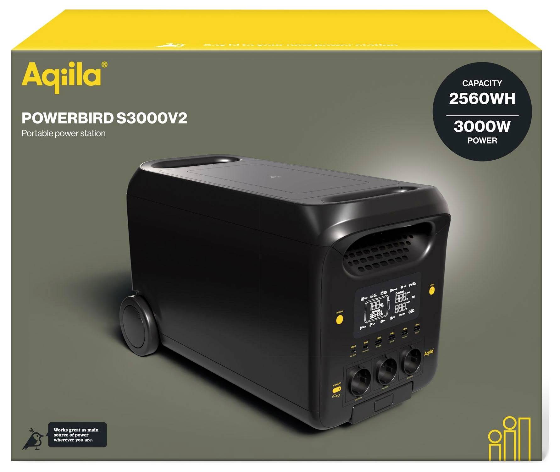 Aqiila S3000V2 Powerstation 50Ah LiFePO 4 Schwarz, Gelb LED Taschenlampe