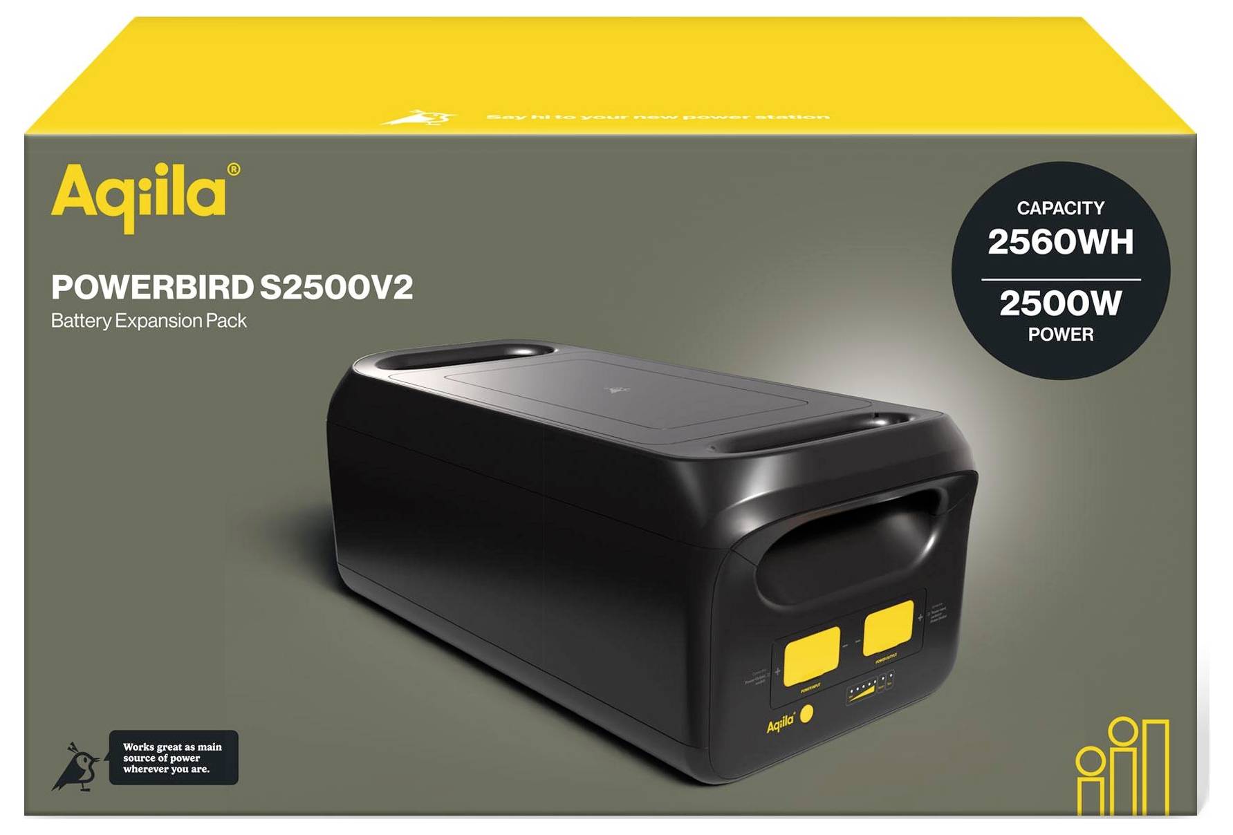 Aqiila Erweiterungsbatterie – Powerbird S2500EXP Akkupack 50Ah LiFePO 4 Schwarz