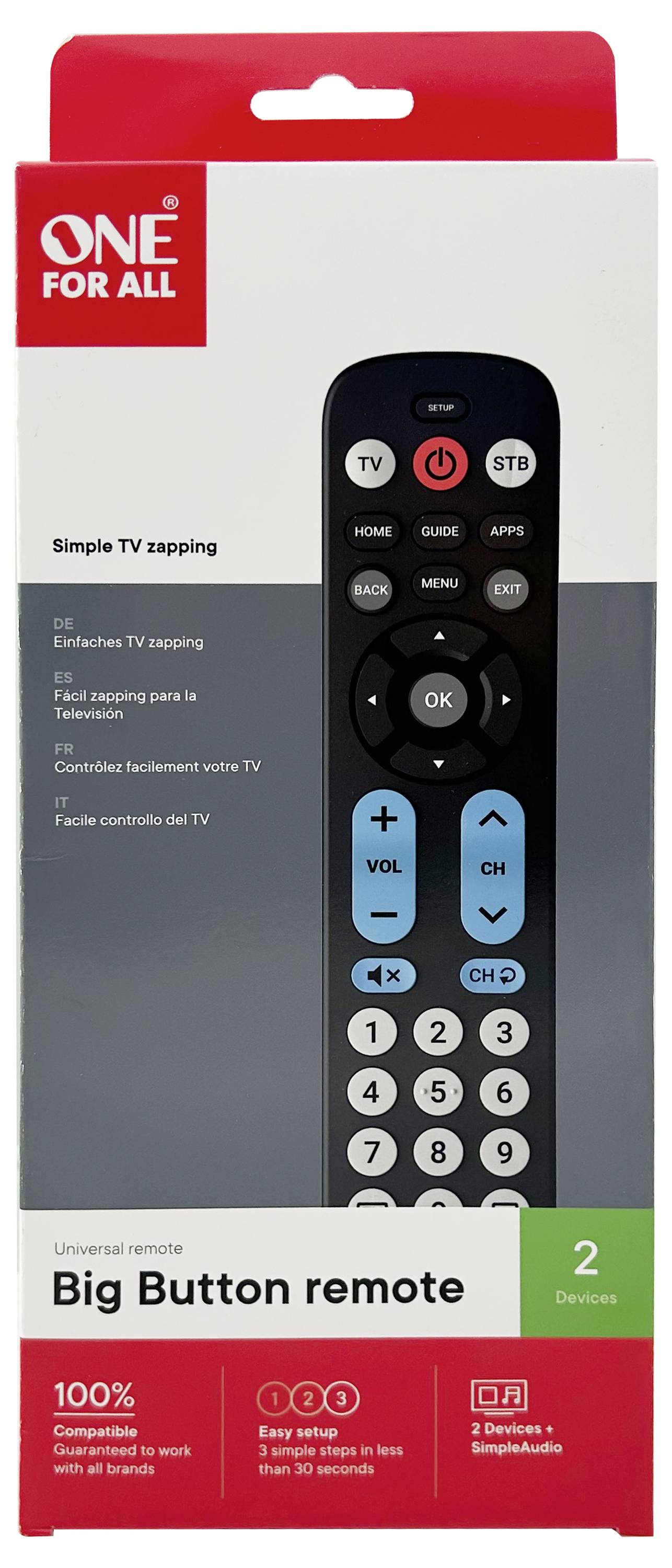 One For All URC6821 Universal Fernbedienung Schwarz