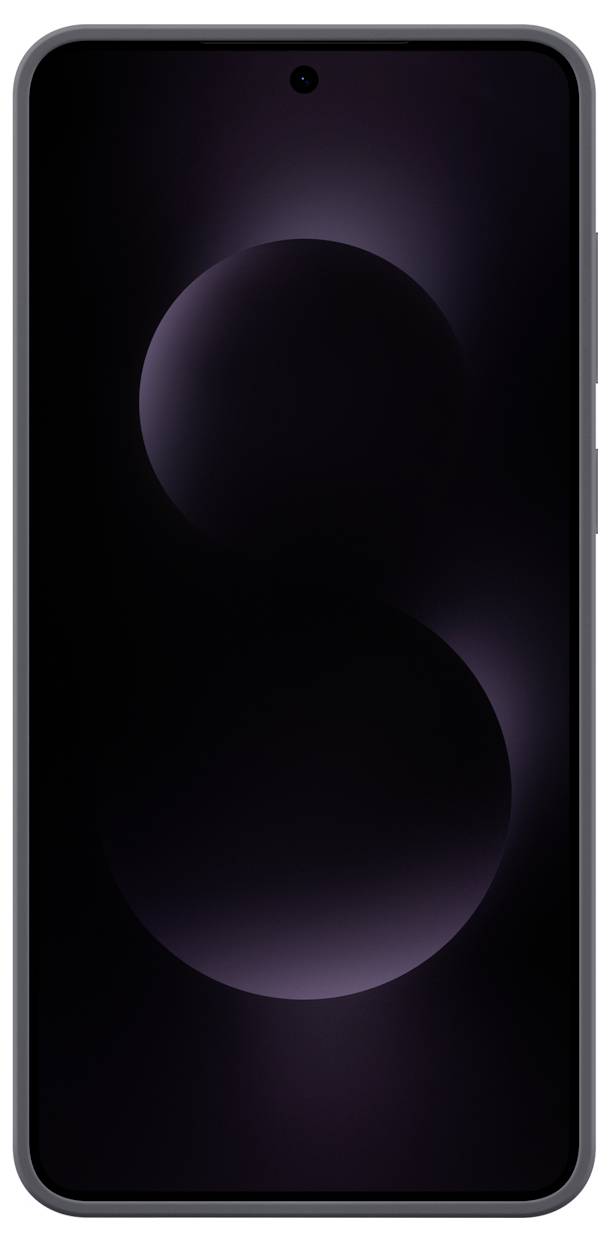 Ein schlankes Smartphone mit einem großen, dunklen Bildschirm, der zwei sich überlappende Kreise zeigt und damit ein minimalistisches und modernes Schnittstellendesign andeutet.