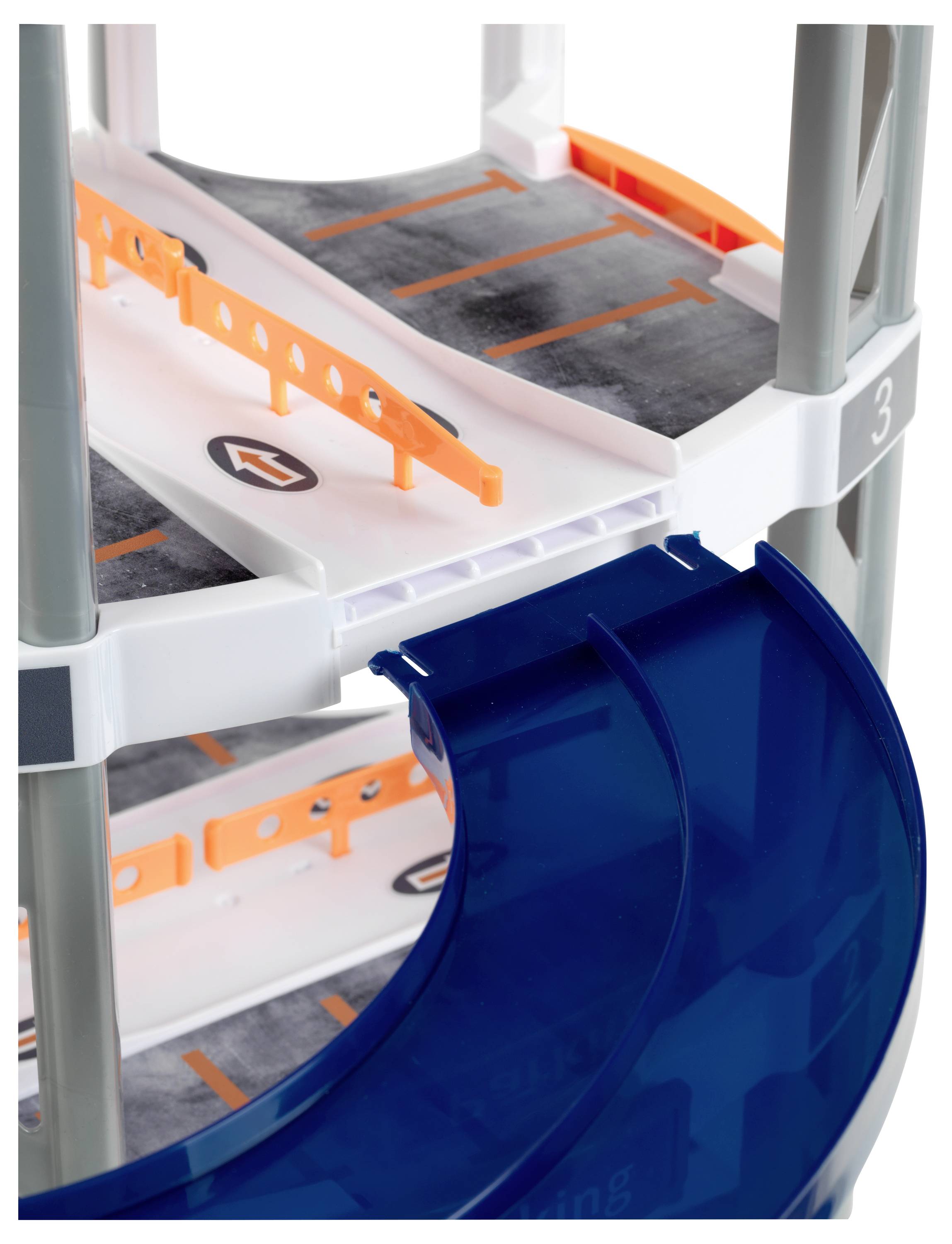 Theo Klein 3972 Mercedes-Benz Parkhaus mit 5 Ebenen I Stabile Parkgarage mit doppelter Abfahrtrampe, 2 Rennautos u.v.m.