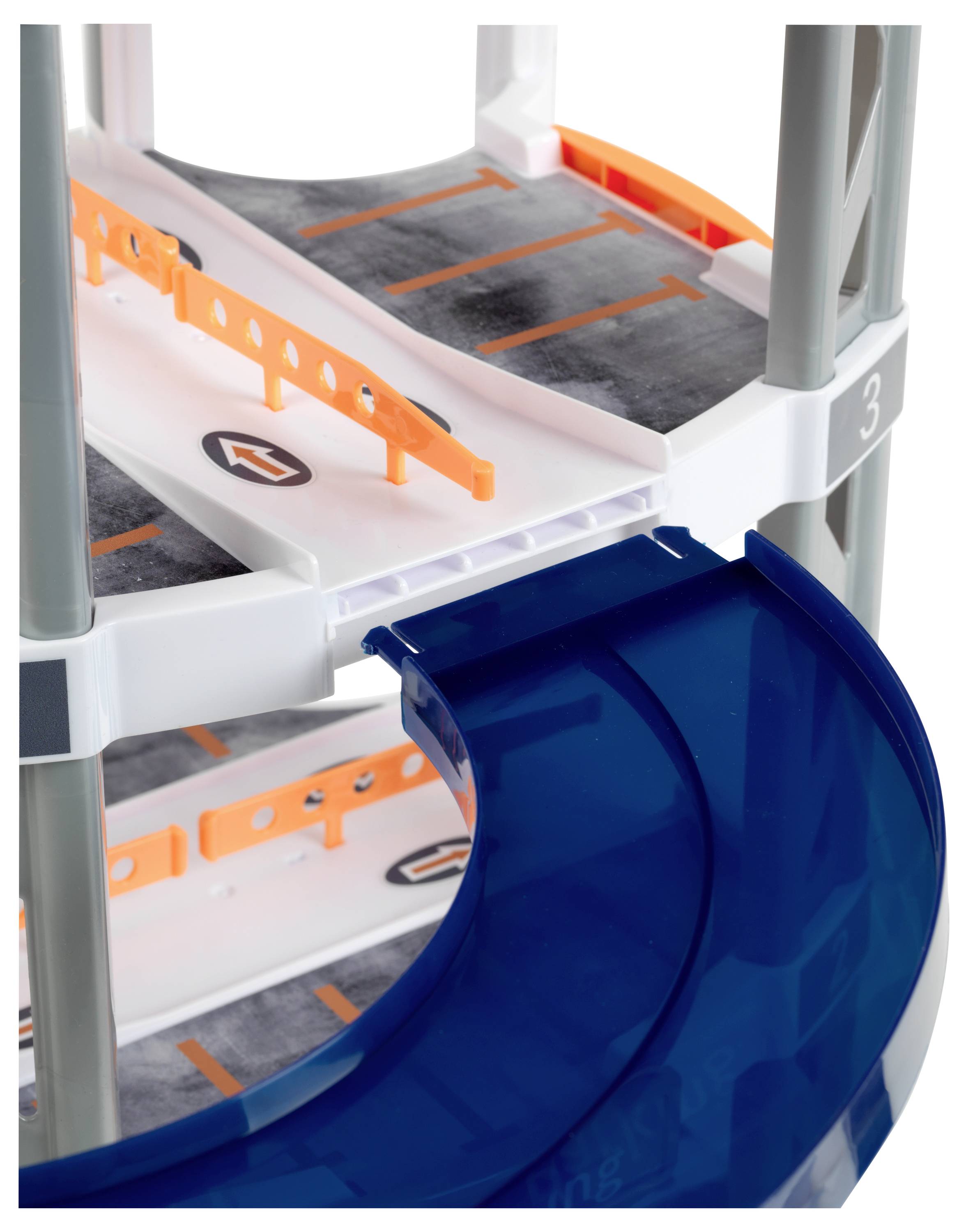 Theo Klein 3972 Mercedes-Benz Parkhaus mit 5 Ebenen I Stabile Parkgarage mit doppelter Abfahrtrampe, 2 Rennautos u.v.m.