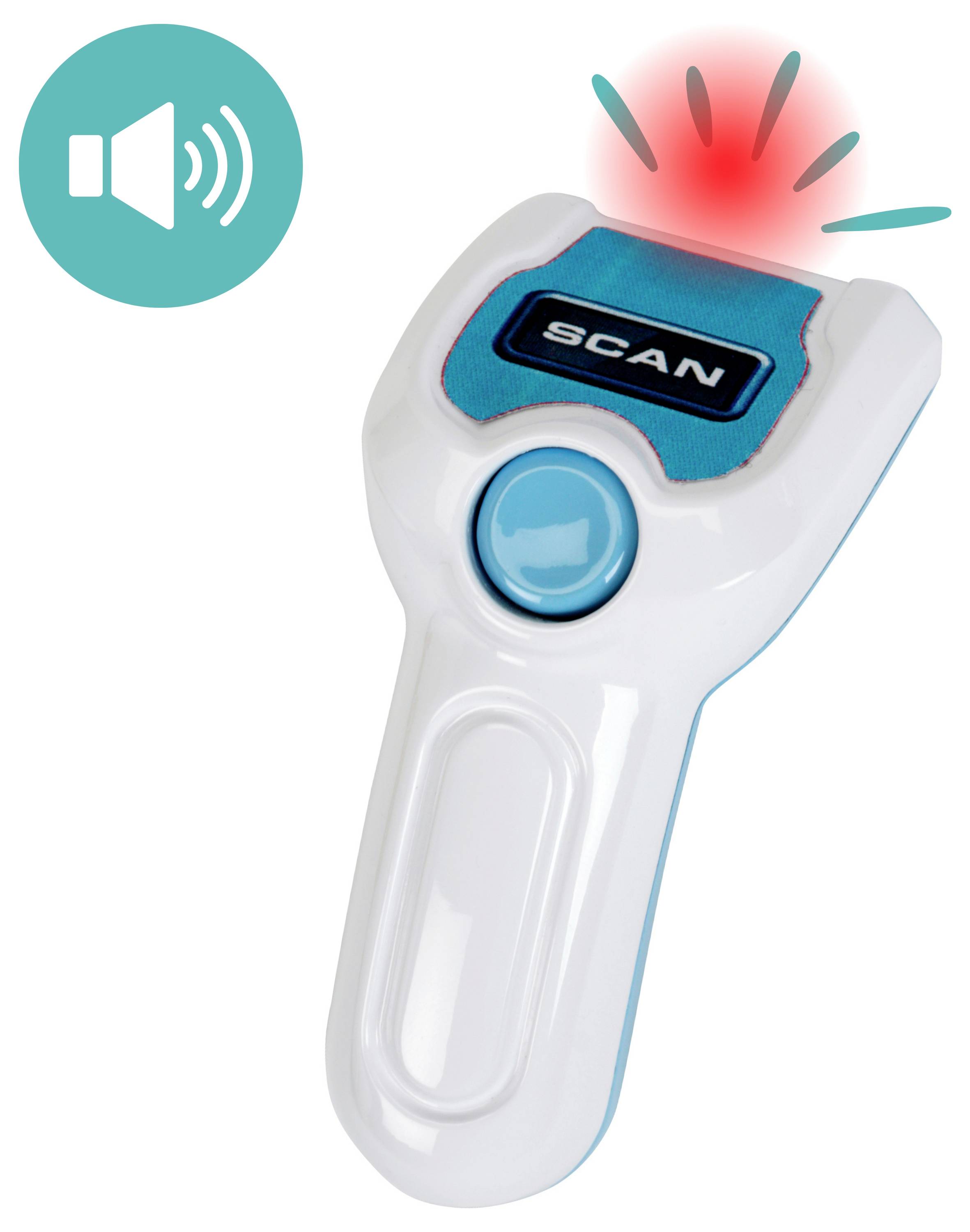 Theo Klein 7265 Selbstbedienungskasse I Scanner mit Licht & Sound I Display für 3 Themen I Warenkorb, Spielgeld, u.v.m.