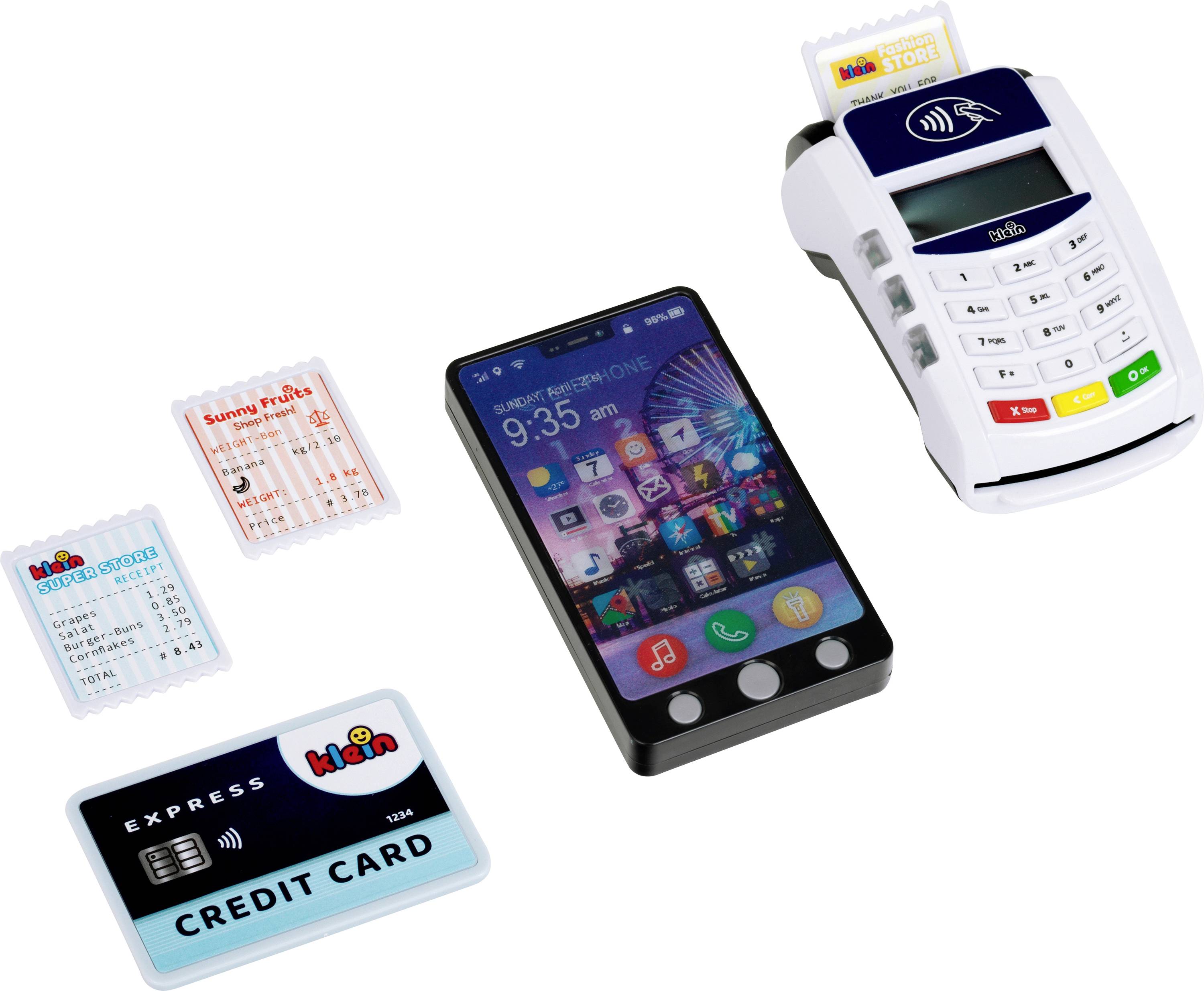 Theo Klein 7274 PoS Terminal und Kinder Handy Smartphone | Mit Licht, Sound und kontaktloser Bezahlfunktion | Spielzeug für