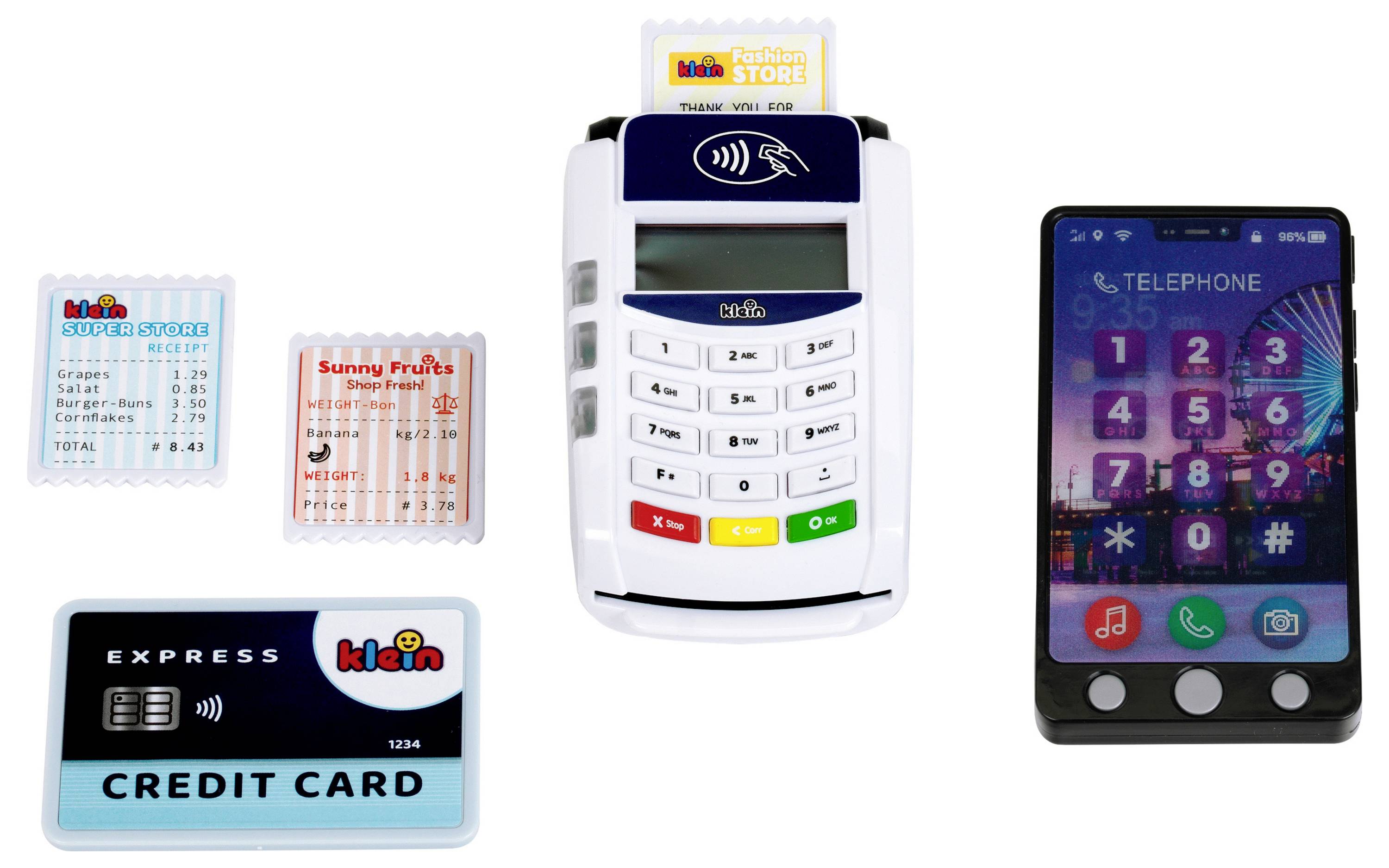 Theo Klein 7274 PoS Terminal und Kinder Handy Smartphone | Mit Licht, Sound und kontaktloser Bezahlfunktion | Spielzeug für Kinder ab 3 Jahren