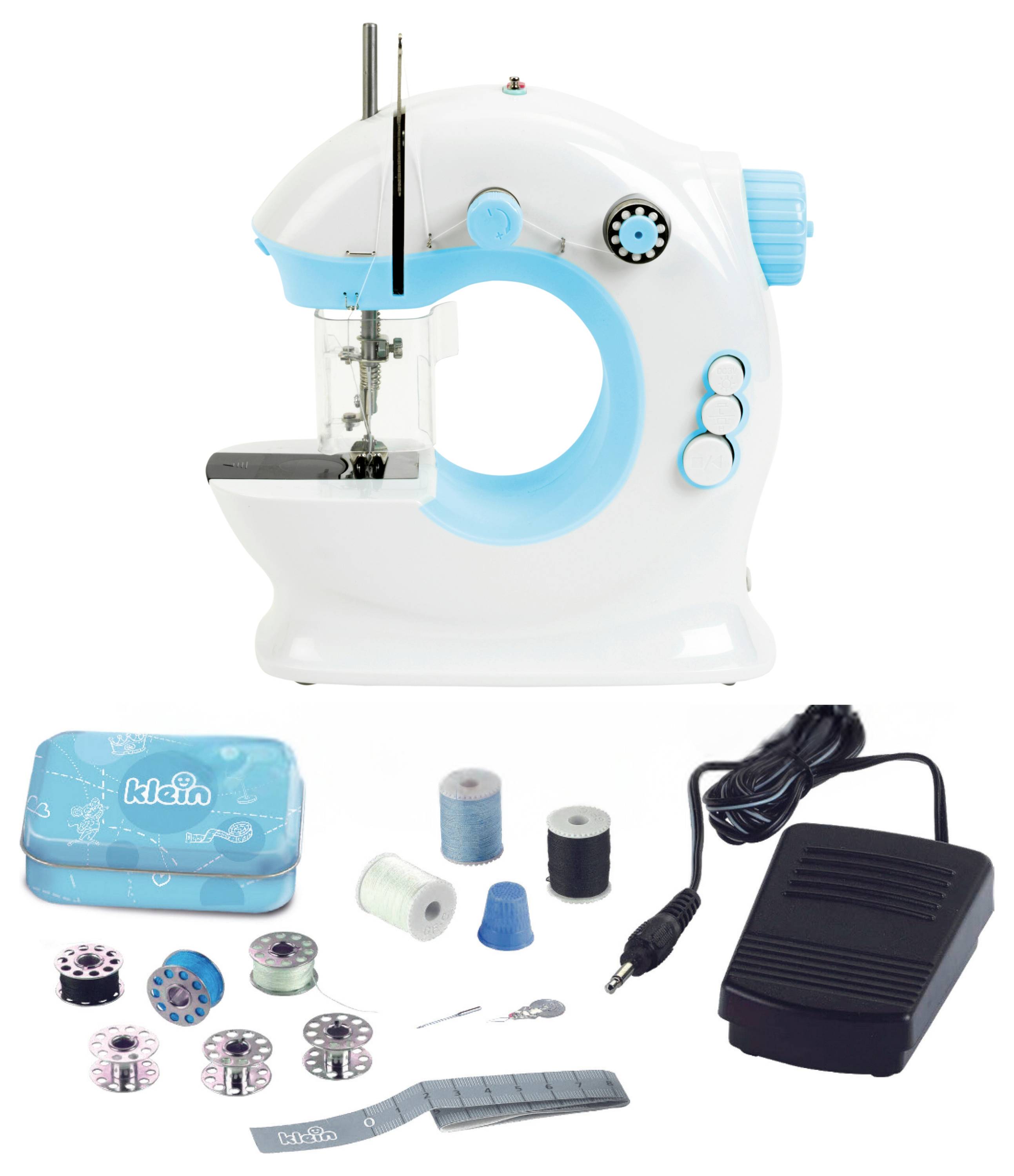 Theo Klein 7929 Nähmaschine für Kinder I Sicher und unkompliziert I 2 Geschwindigkeitsstufen, Ober-