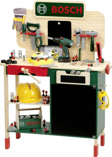 Klein Bosch Wooden Workbench - With Tools and Safety Gear