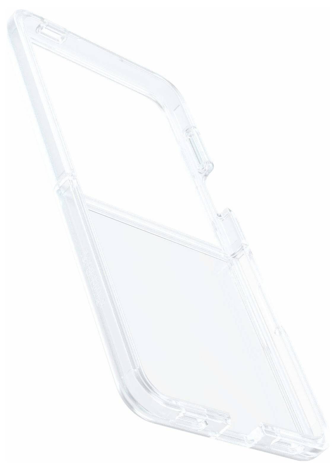 Transparente Handyhülle aufrecht stehend, die transparentes Material zeigt, das für Schutz sorgt und gleichzeitig die Sichtbarkeit und das Design des Geräts beibehält.