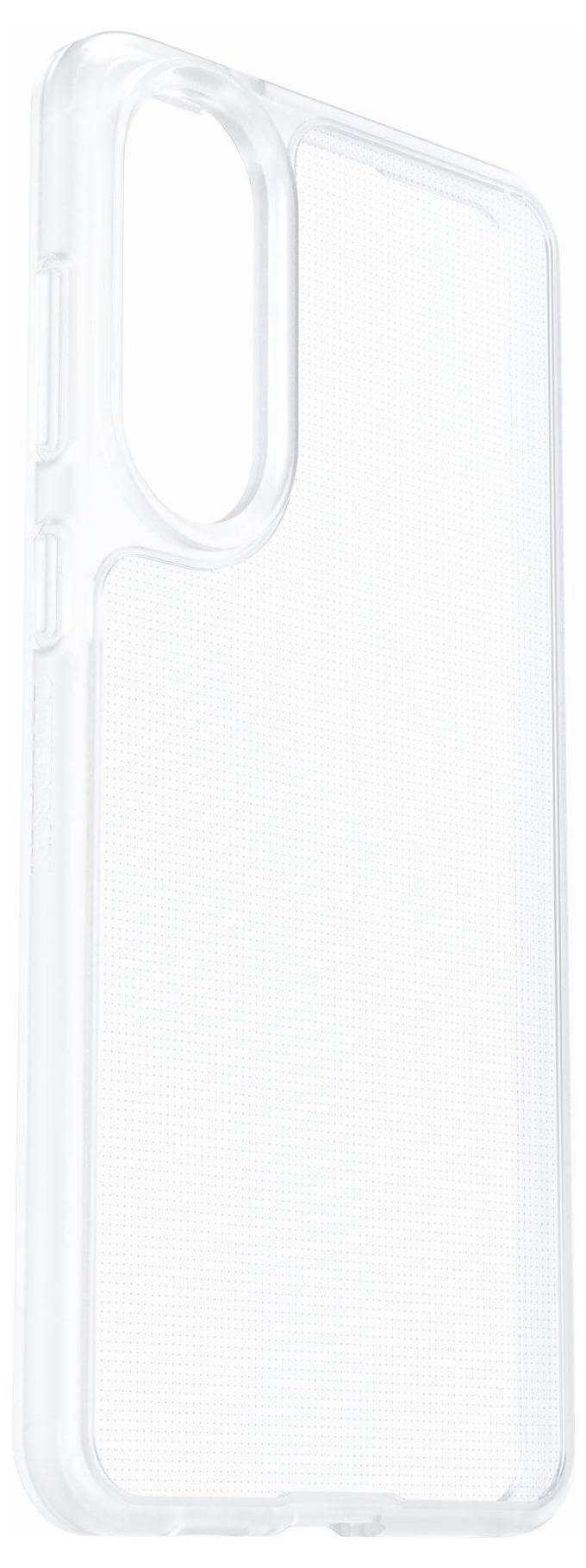 Eine transparente Handyhülle mit Kameraausschnitt, die ein schlankes und minimalistisches Design präsentiert.