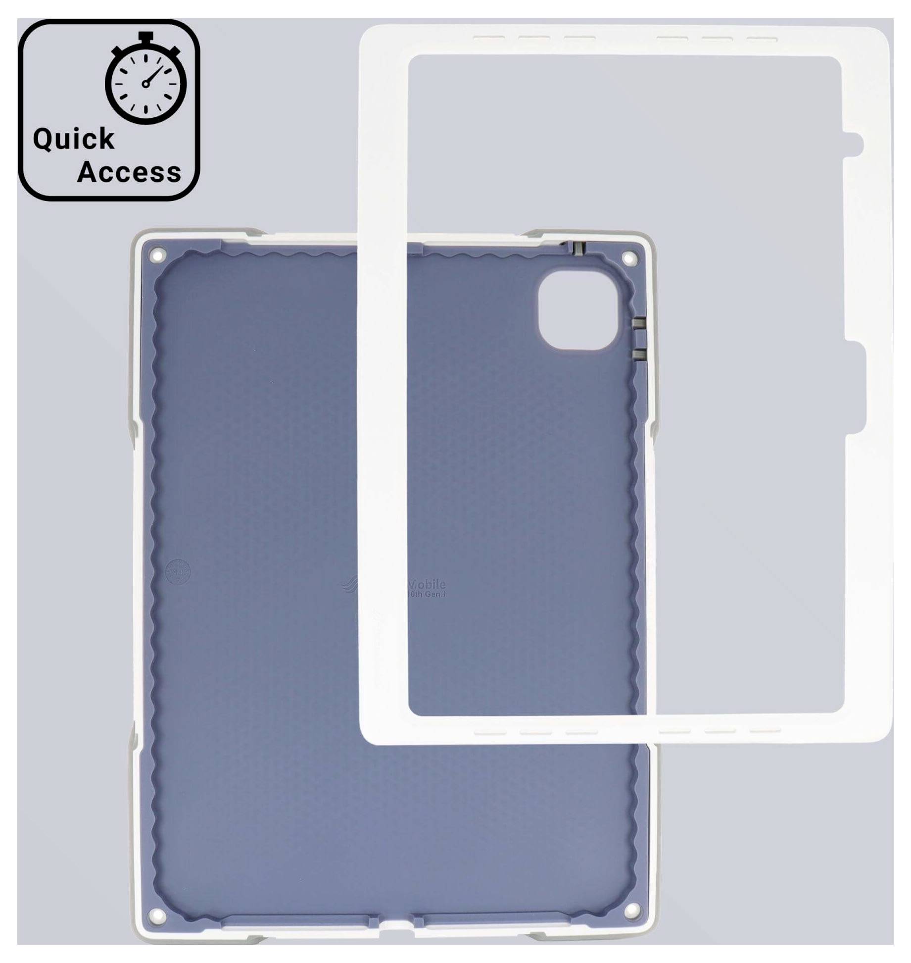 'iPad-Hülle mit abnehmbarem weißem Rahmen, der mit 