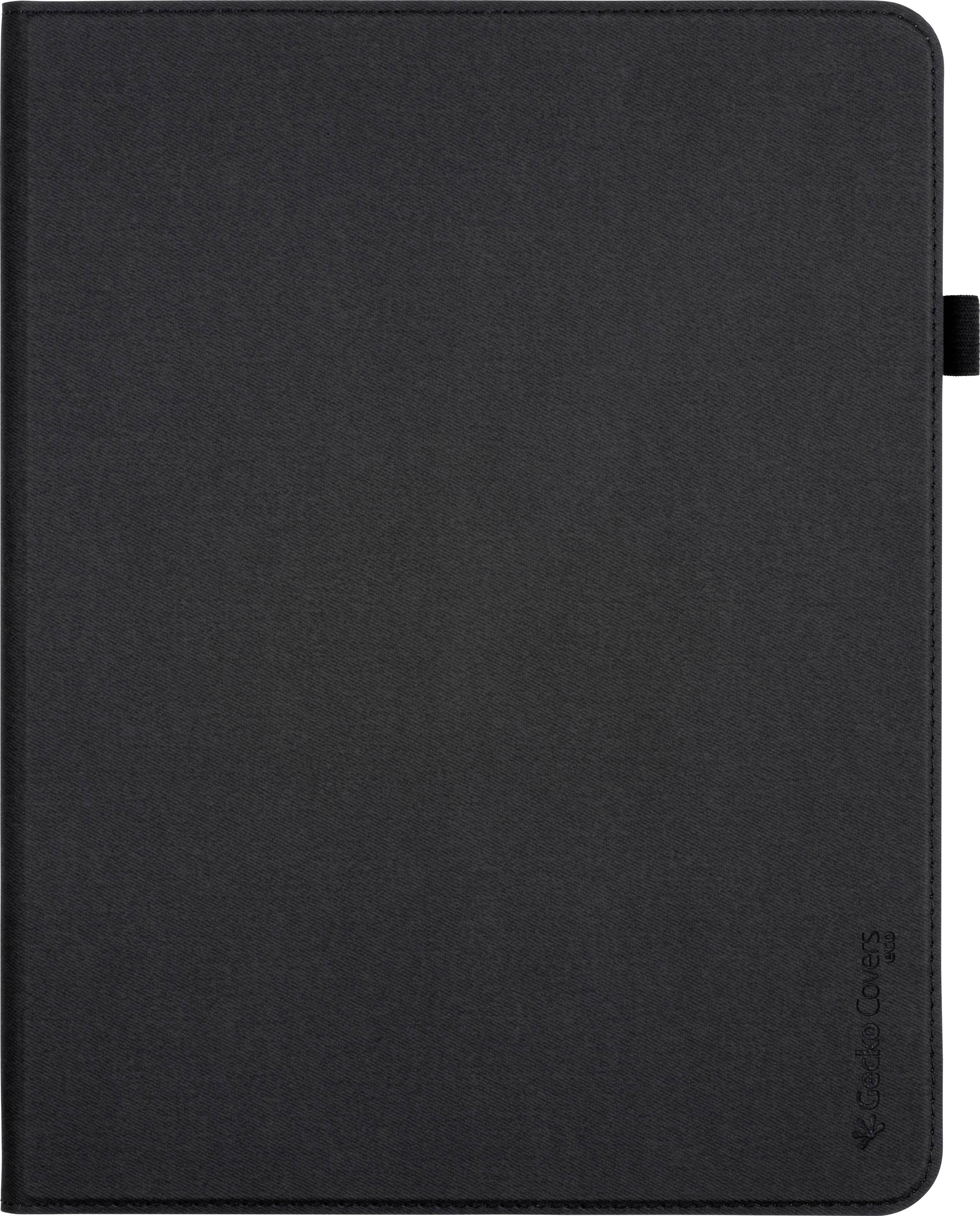 Ein schwarzes Tablet-Etui in geschlossener Position mit einem einfachen, cleanen Design.