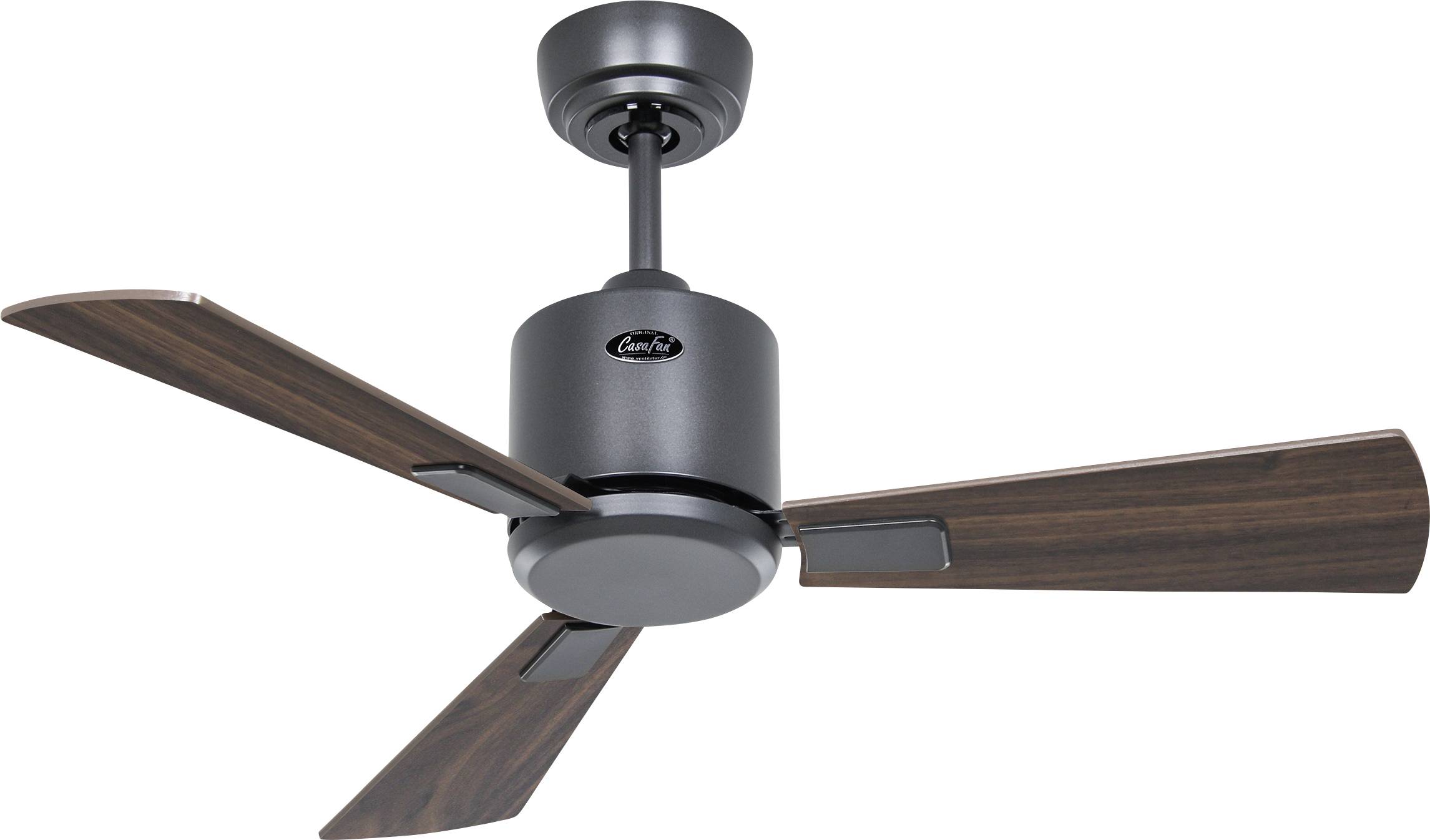 CasaFan ECO NEO III 92 BG-NB/KI WiFi Flügel Nussbaum/Kirsche Deckenventilator Basalt-Grau mit Fernbedienung, Timer, Winterbetrieb