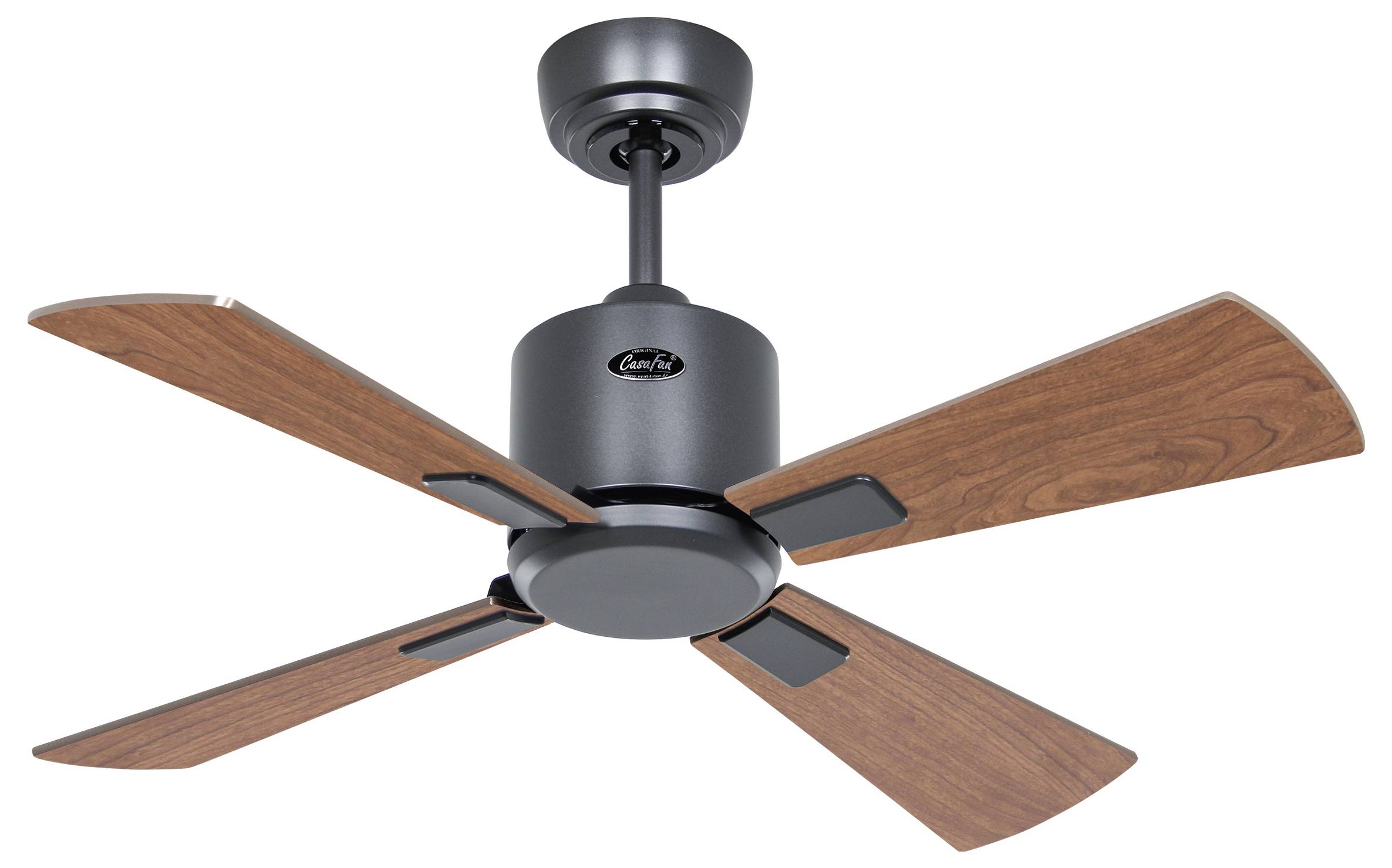 CasaFan ECO NEO III 92 BG-NB/KI WiFi Flügel Nussbaum/Kirsche Deckenventilator Basalt-Grau mit Fernbedienung, Timer, Winterbetrieb